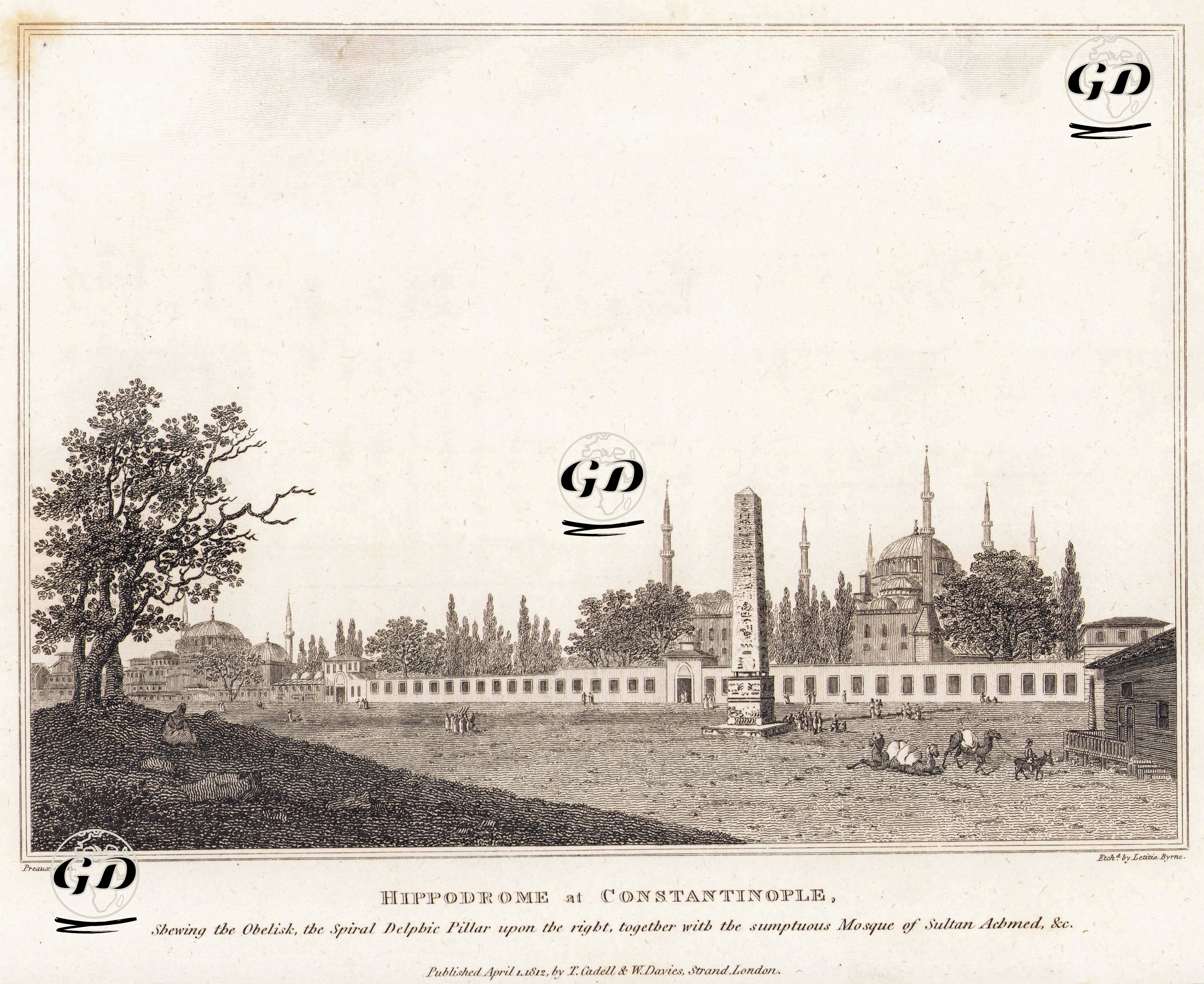 Sultan Ahmet Meydanı (Hipodrom) İle Birlikte Dikilitaş, Yılanlı Sütun, Sultan Ahmet Cami Ve Ayasofya Cami - Michel François Preaulx (1787-1828) - 1812