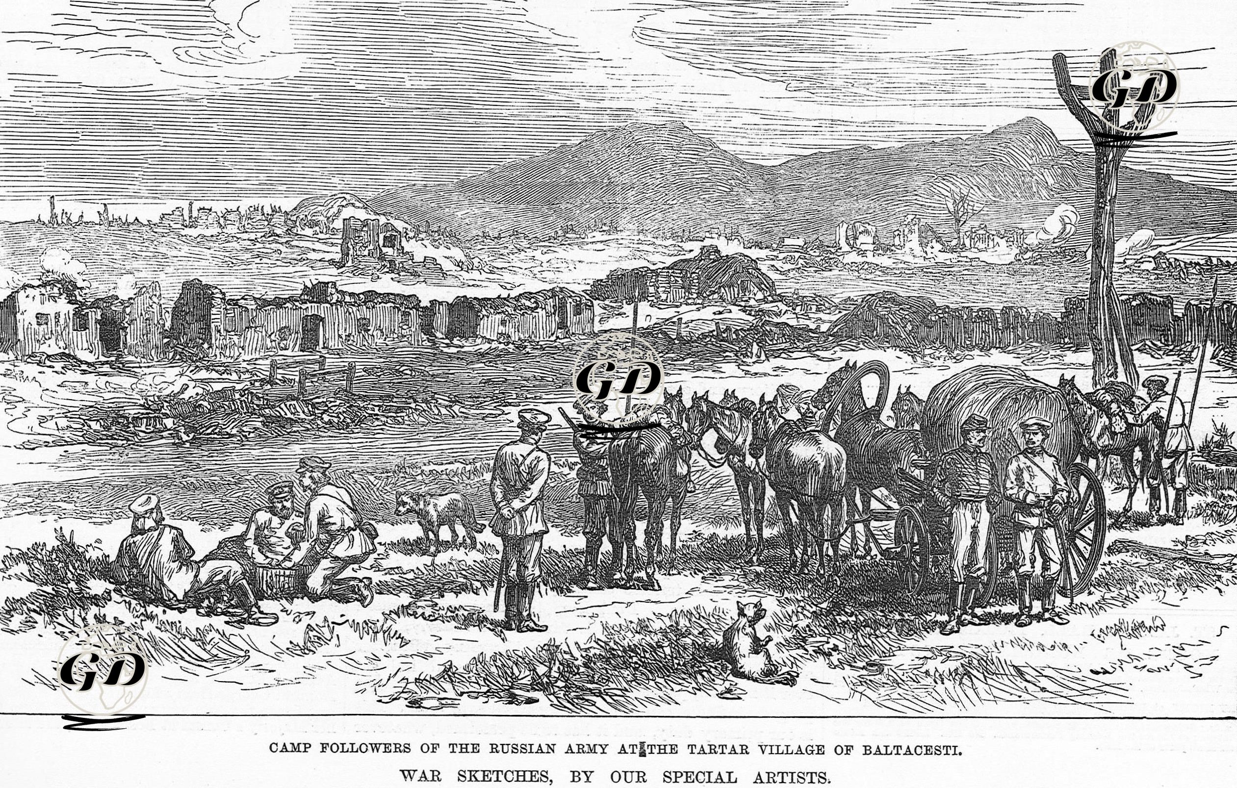 War Sketches-Camp Followers Of Russian Army  At The Tartar Village Of Baltacesti -  - 1877