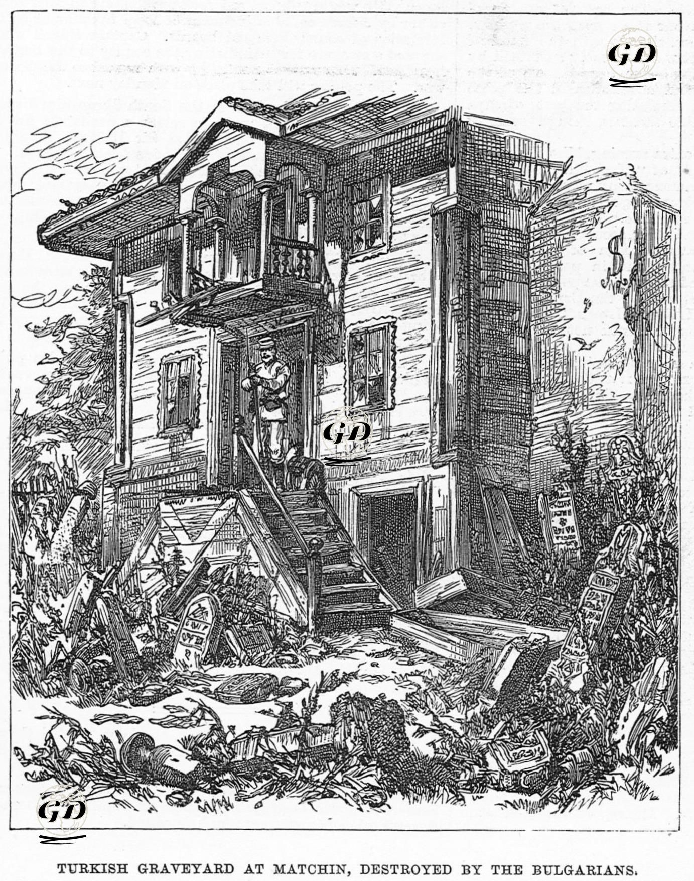 Sketches Of The War, Turkish Graveyard At Matchin, Destroyed By The Bulgarians -  - 1877