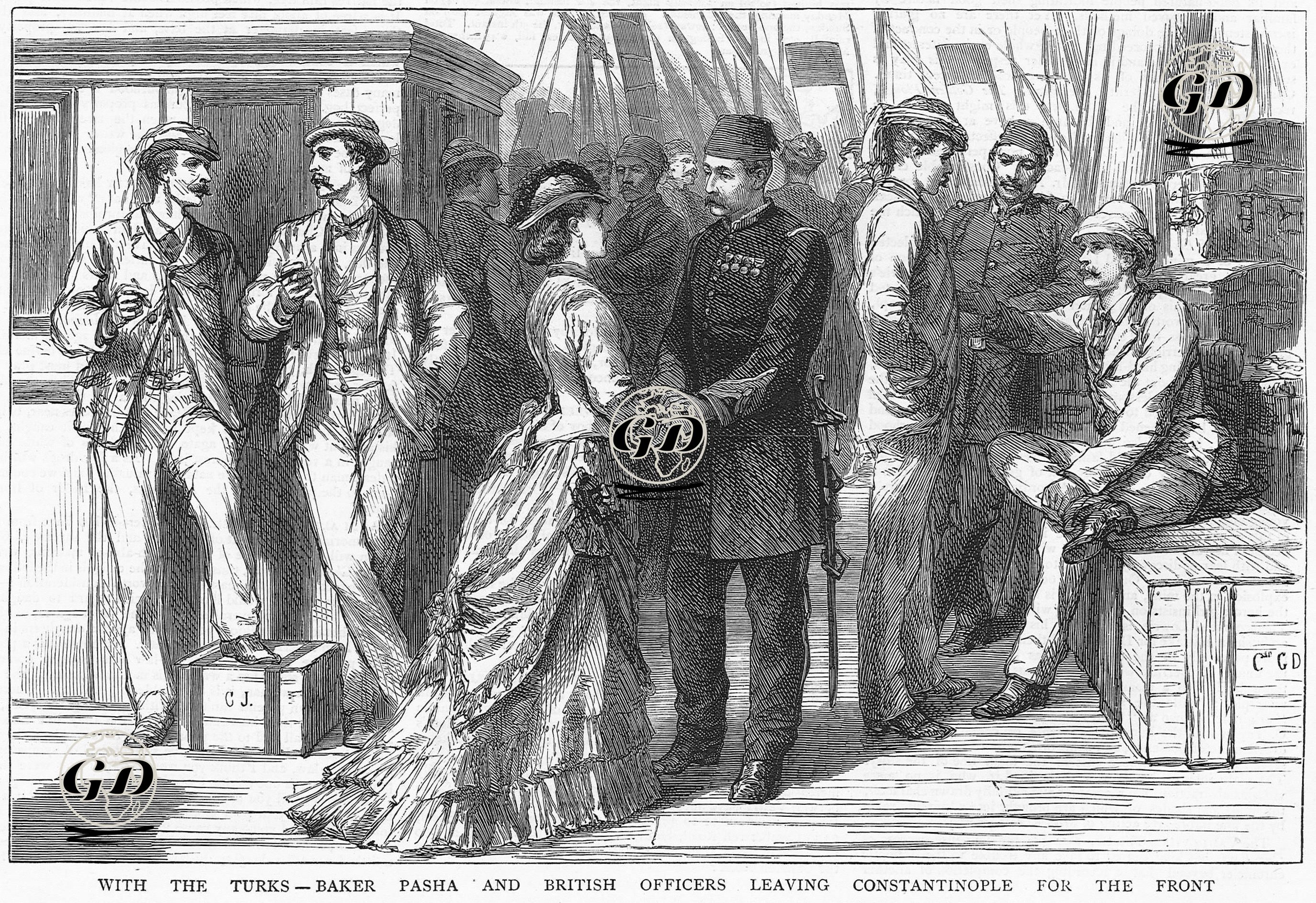 1877-1878 Osmanlı-Rus Savaşı (93 Harbi) Sırasında Baker Paşa Ve İngiliz Subaylarının Cepheye Gitmek İçin İstanbul'dan Ayrılması -  - 1877