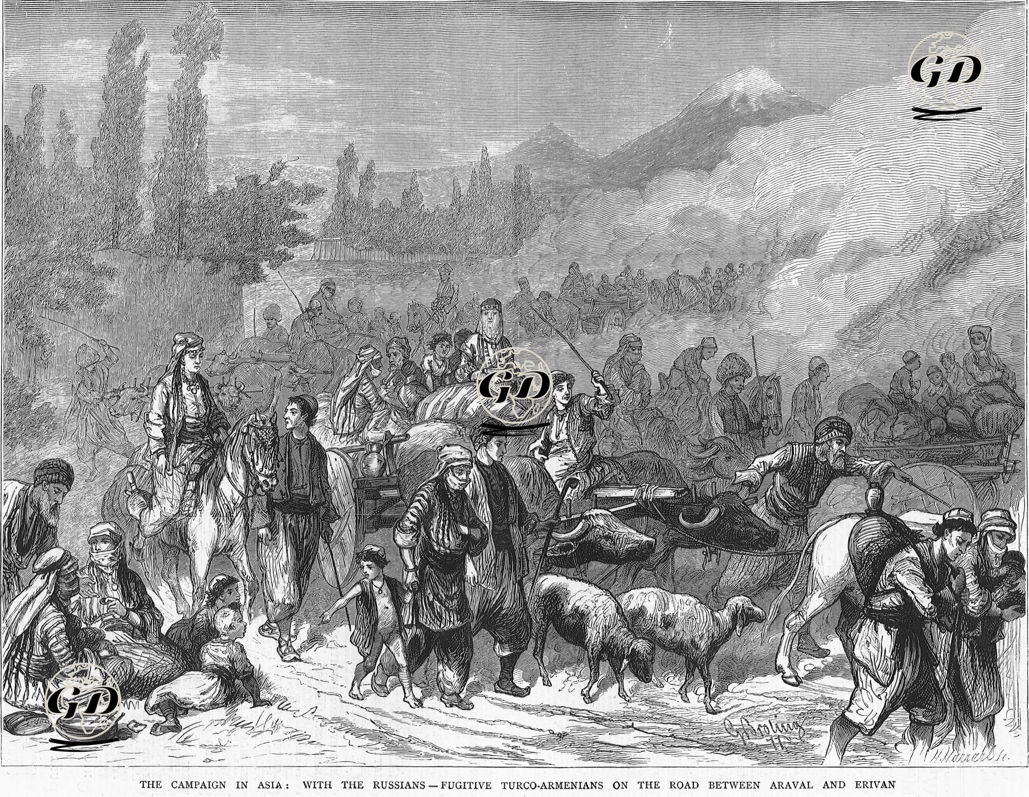 The Campaign İn Asia, With The Russians, Fugitive Turco-Armenians On The Road Between Araval And Erivan -  - 1877