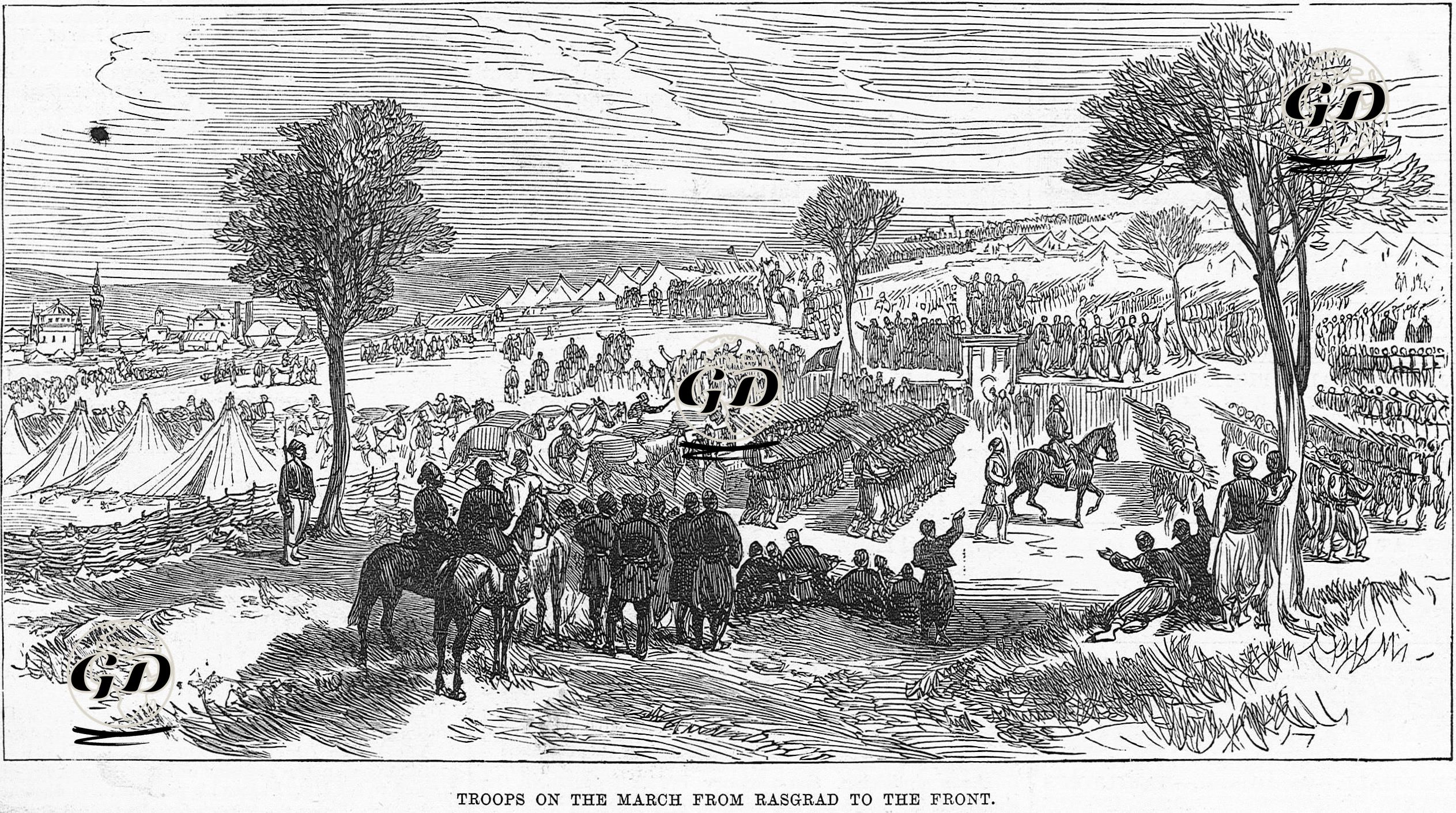 Troops On The March From Rasgrad To The Front -  - 1877