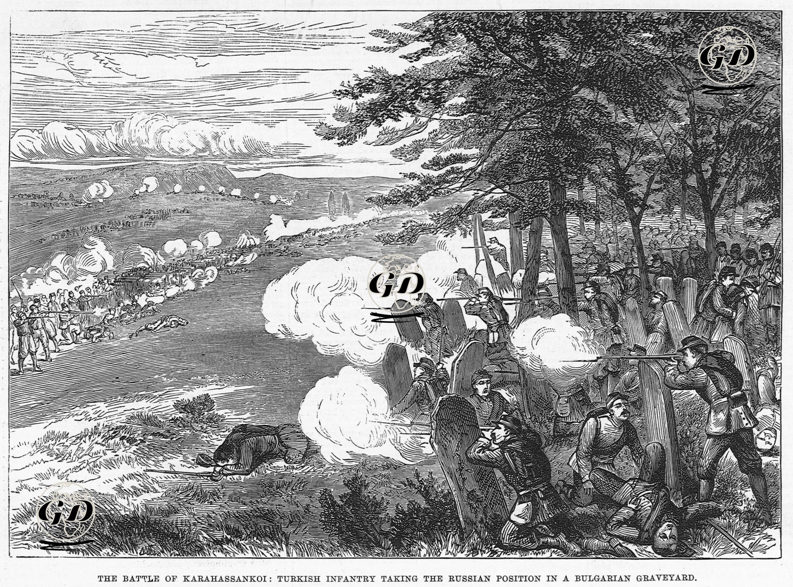 1877-1878 Osmanlı-Rus Savaşı (93 Harbi) Sırasında Gerçekleşen Kara Hasan Köyü Savaşinda Türk Piyadelerinin Bulgar Mezarlığında Bulunan Rus Mevzilerini Ele Geçirmeleri -  - 1877