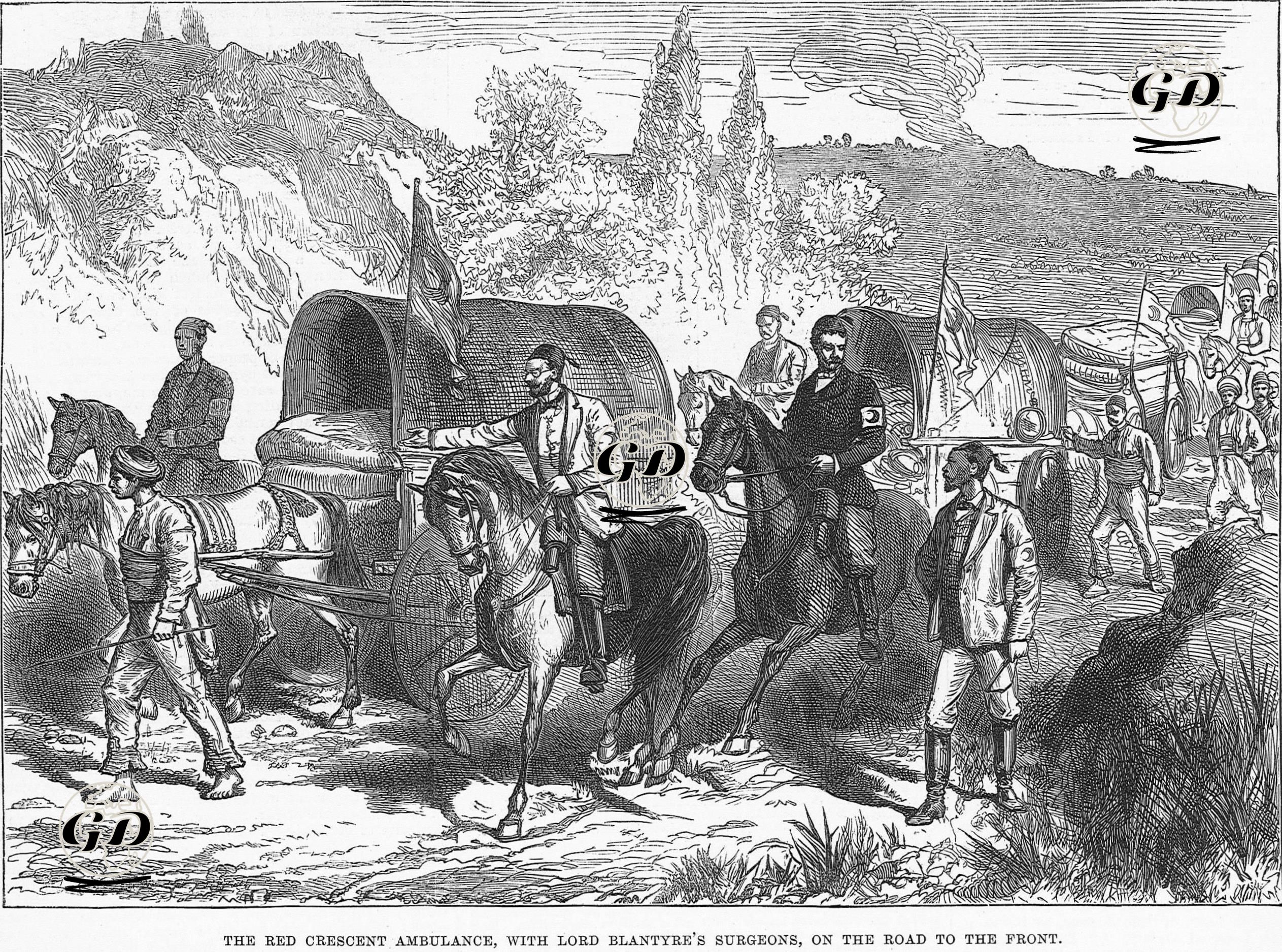 1877-1878 Osmanlı-Rus Savaşı (93 Harbi) Sırasında Cepheye Giden Türk Kızılay Ambulansları Ve Lord Blantyre'nin Doktorları -  - 1877