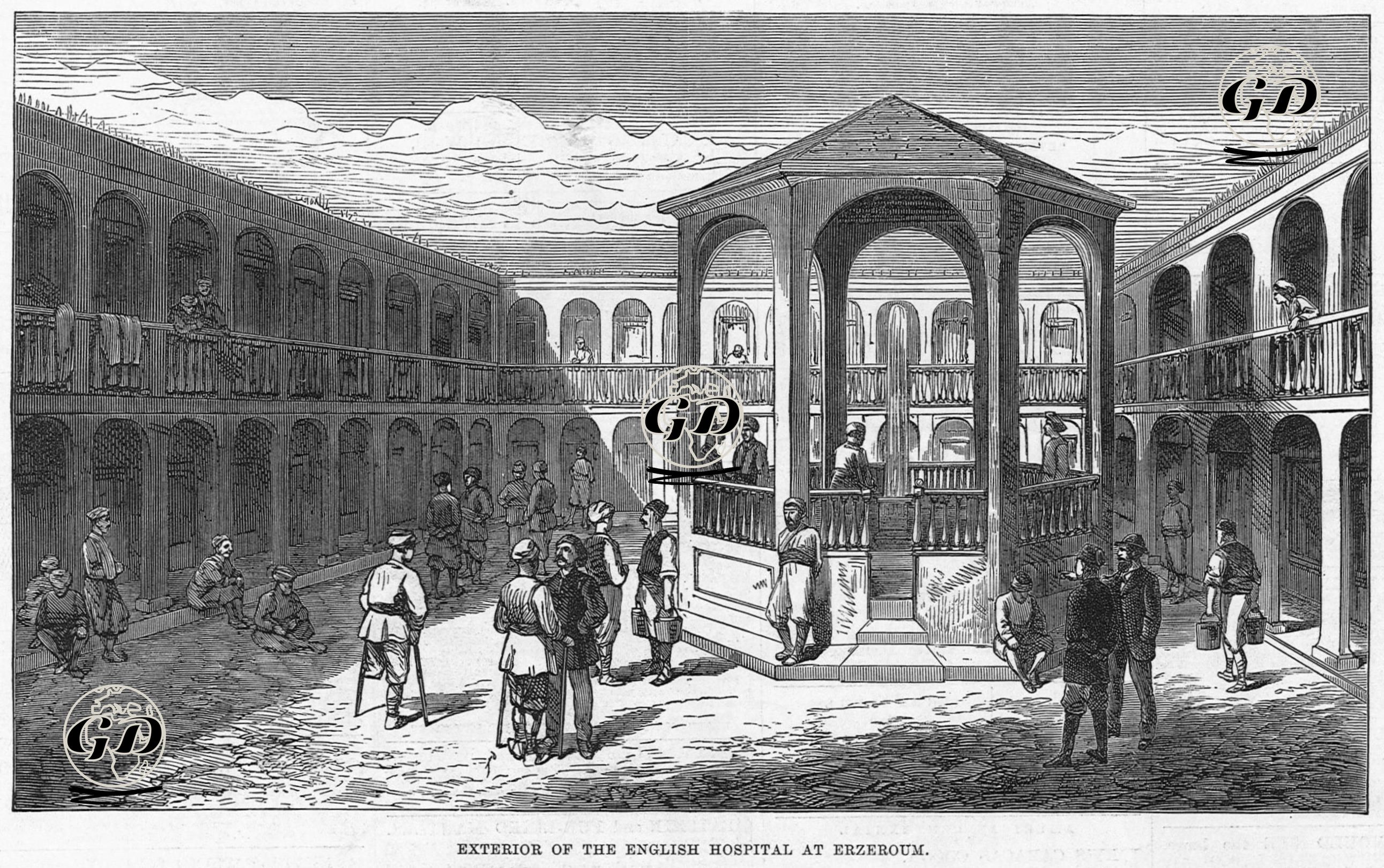 1877-1878 Osmanlı-Rus Savaşı (93 Harbi) Sırasında Erzurum'da İngiliz Hastanesinin Dışı -  - 1877