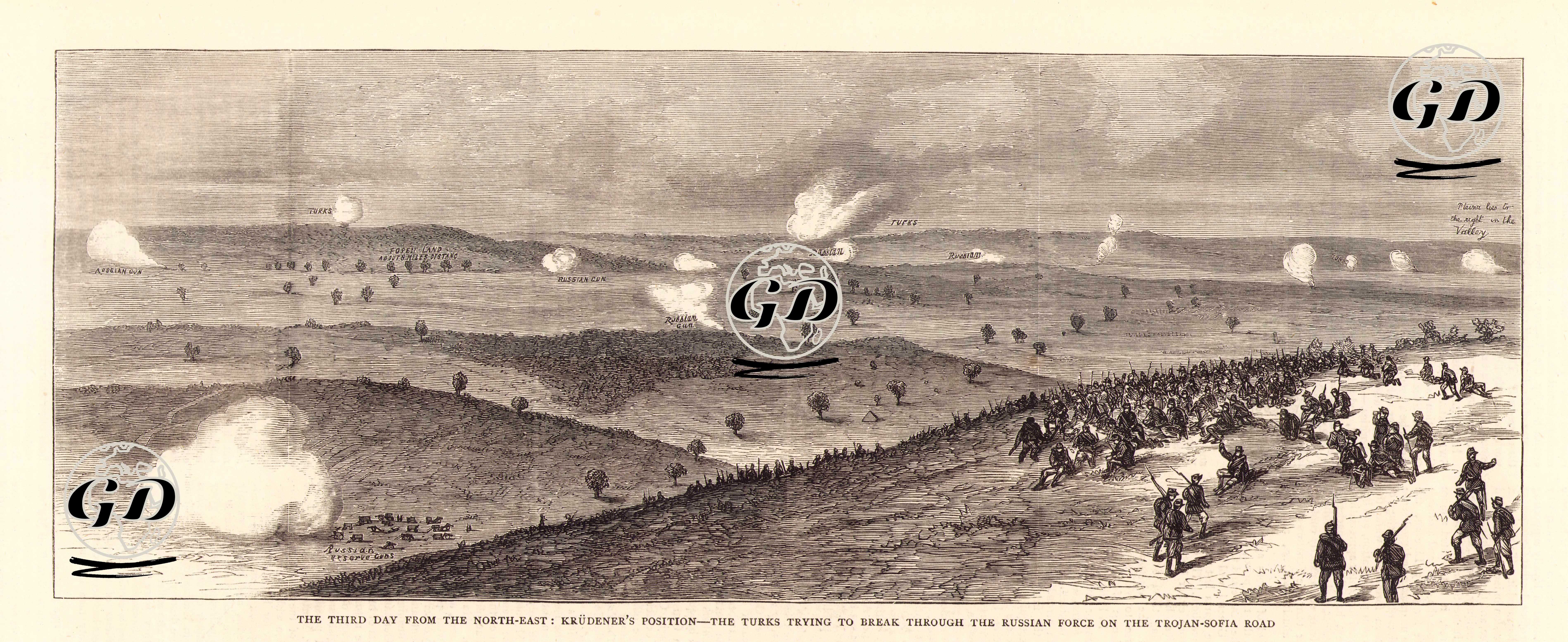 With The Russians Before Plevna-The Third Day From The North East, Krudener's Position, Turks Trying To Break Through The Russian Force On The Trojan-Sofia Road -  - 1877