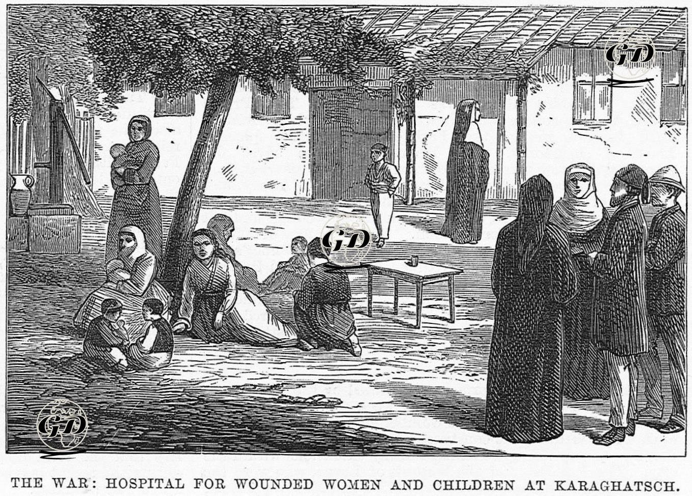 The War- Hospital For Wounded Women And Children At Karaghatsch -  - 1877