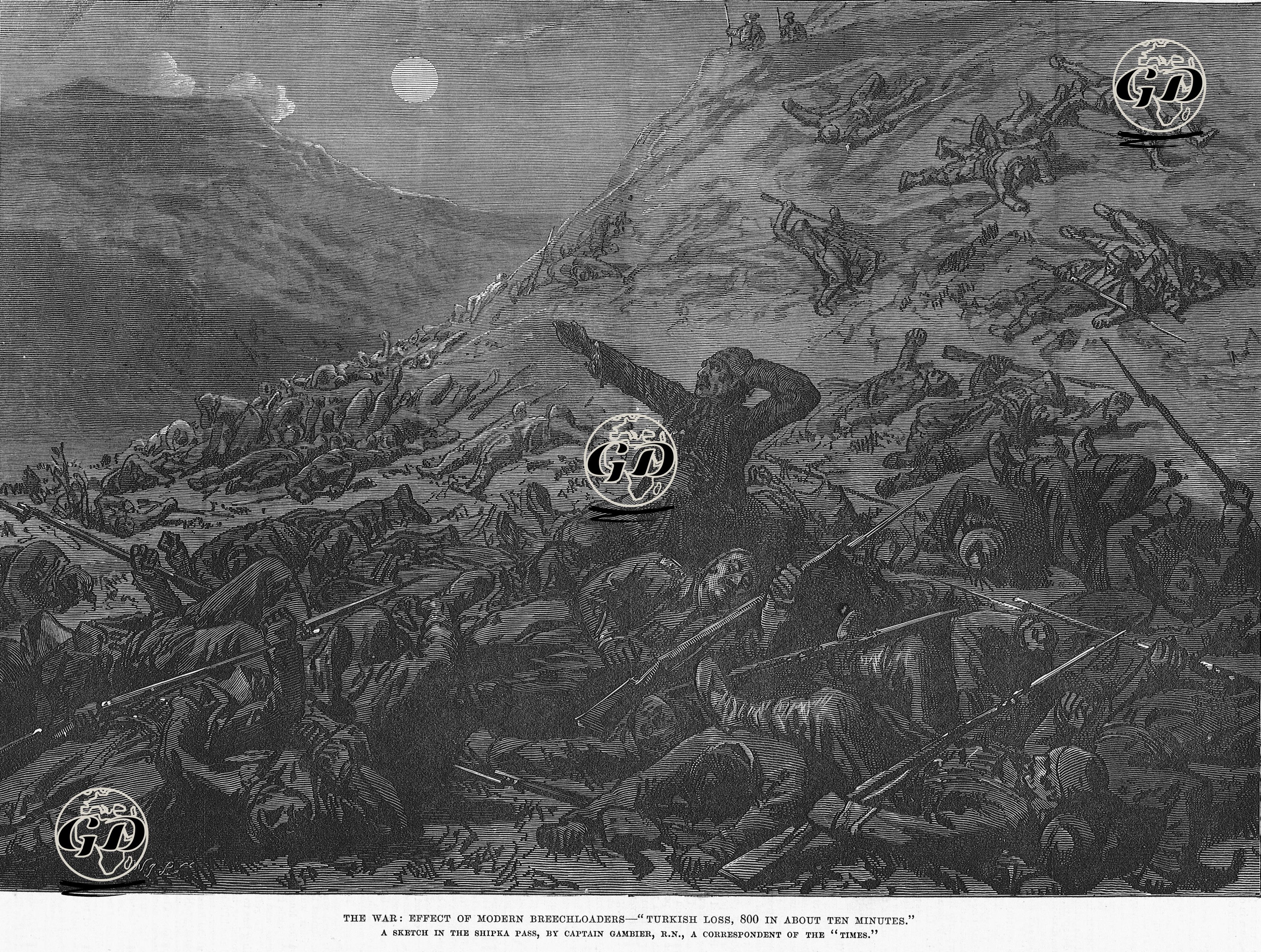1877-1878 Osmanlı-Rus Savaşı (93 Harbi) Sırasında Rus Askerlerinin Kullandığı Modern Kuyruktan Dolmalı Silahlar Sayesinde Şıpka Geçitinde 10 Dakikada 800 Türk Askerin Şehit Edilmesi -  - 1877