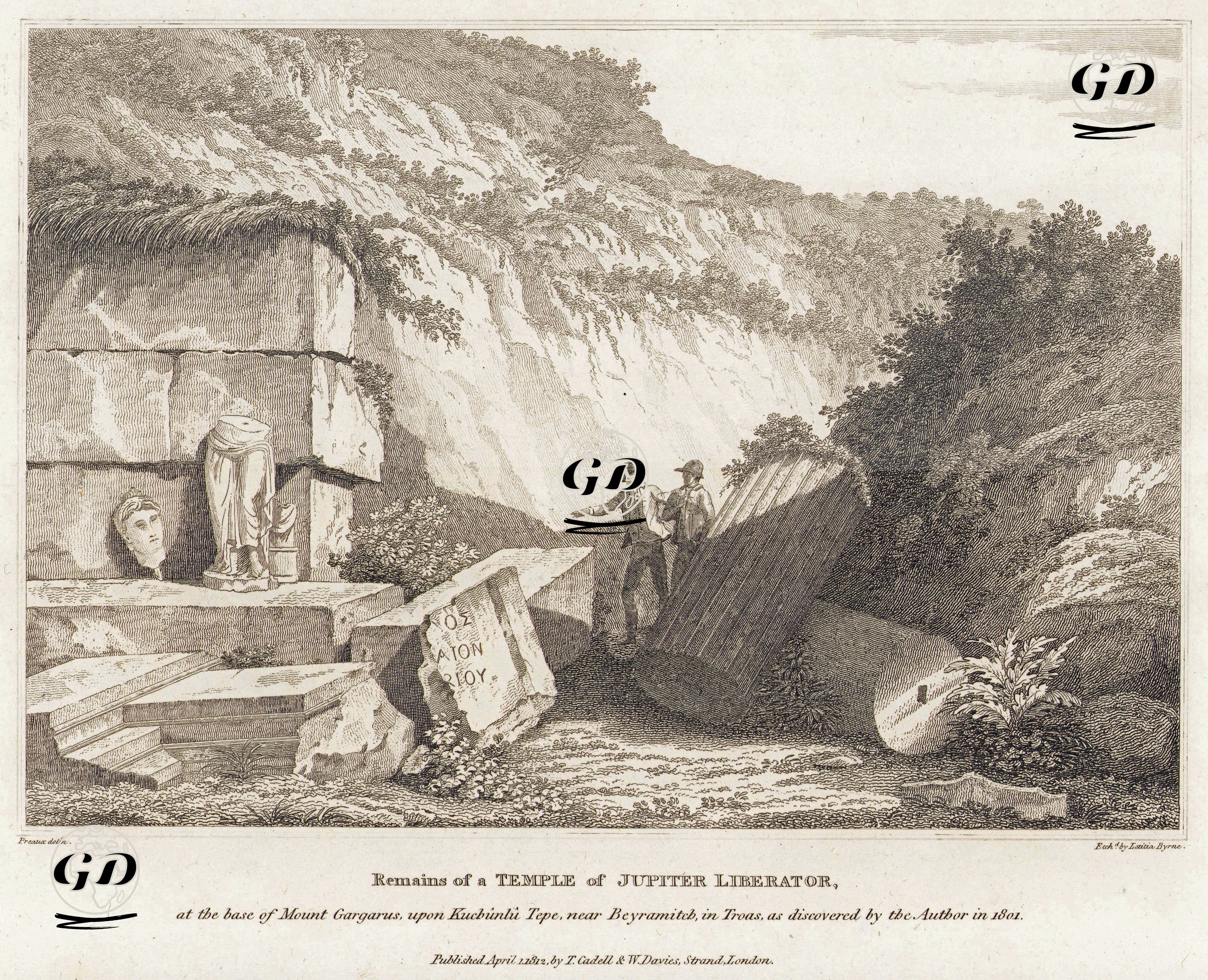 Biga Yarımadsında Kaz Dağları Kurşunlu Tepesinde Bulunan Zeus Tapınağı Harabeleri (Zeus Altarı) - Michel François Preaulx (1787-1828) - 1812