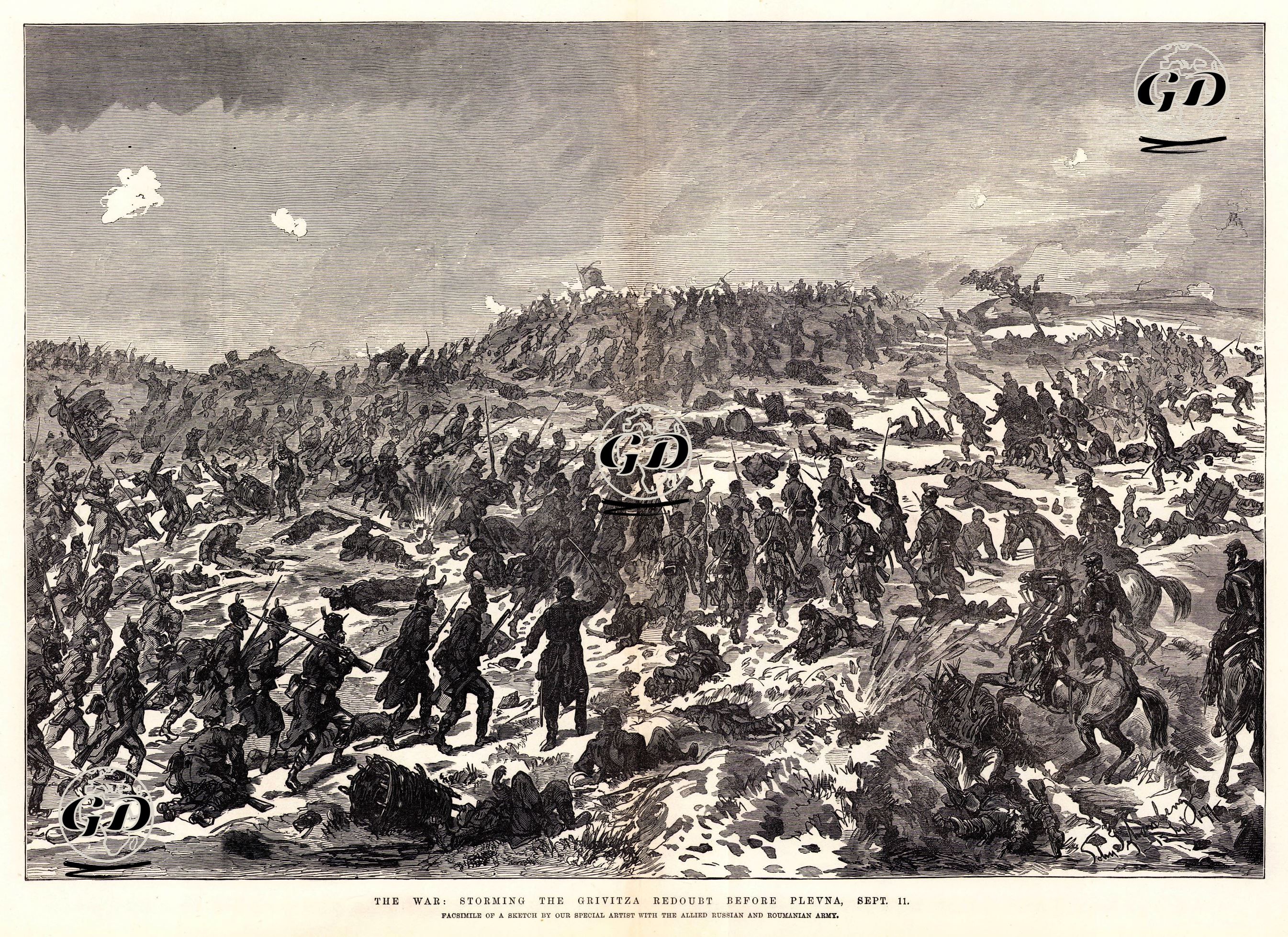 1877-1878 Osmanlı-Rus Savaşı (93 Harbi) Sırasında 11 Eylül 1877 Tarihinde Grivitza Türk Tabyalarına Romanya(Romen) Ordusunun Saldırması -  - 1877