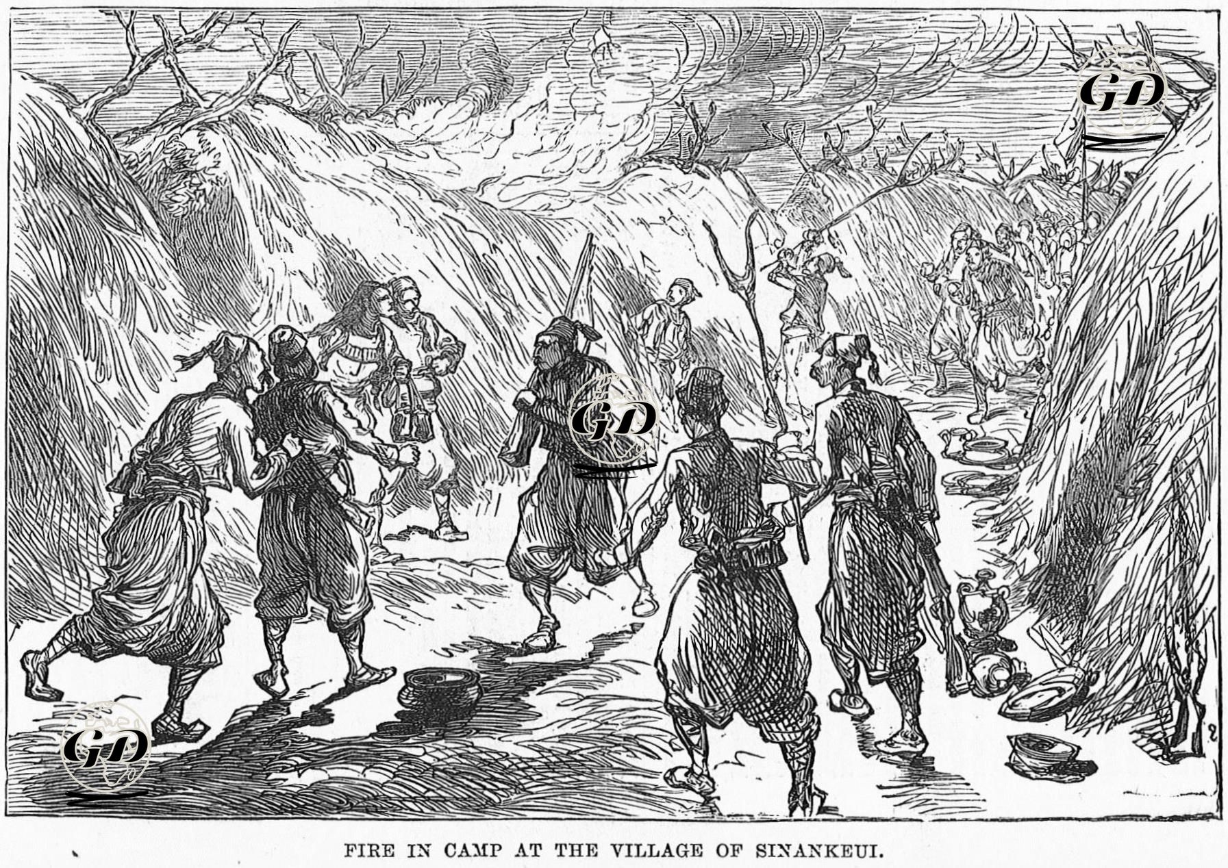 1877-1878 Osmanlı-Rus Savaşı (93 Harbi) Sırasında Sinanköy'de Bulunan Türk Ordusunun Kampında Yangın Çıkması -  - 1877