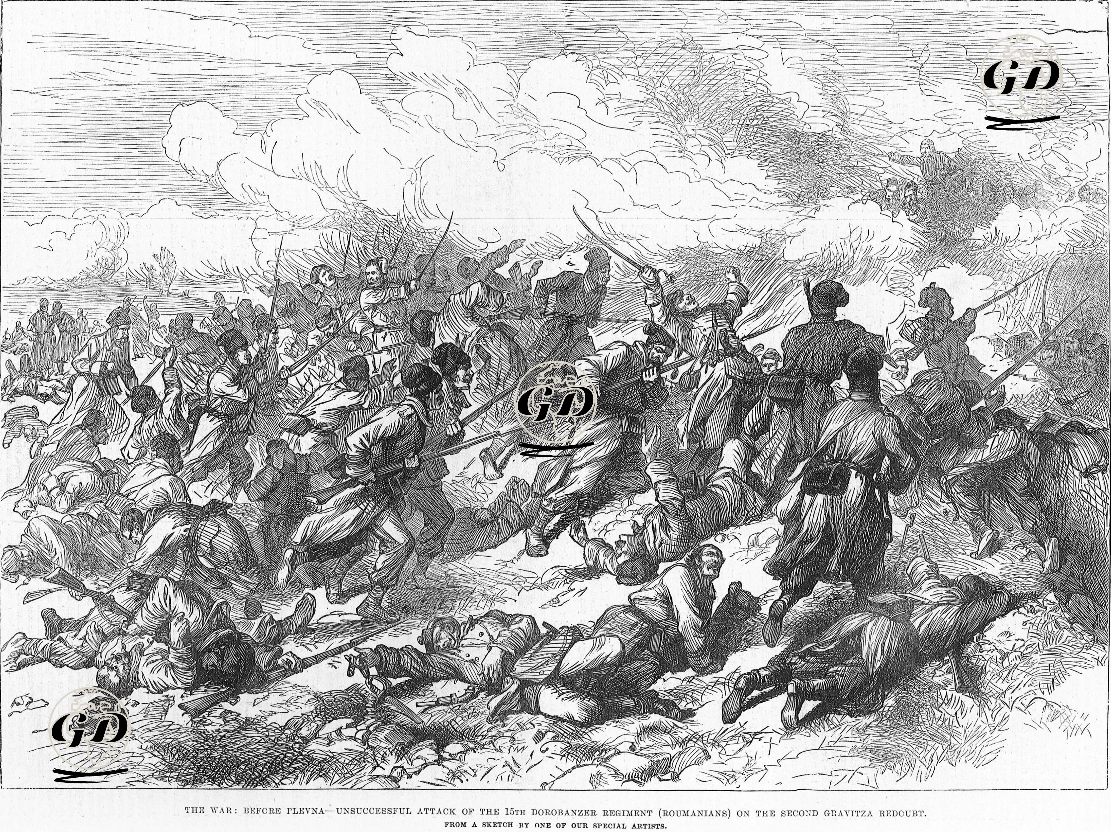 The War Before Plevna, Unsuccesful Attack Of The 15th Dorobanzer Regiment(Roumanians) On The Second Gravitza Redoubt -  - 1877
