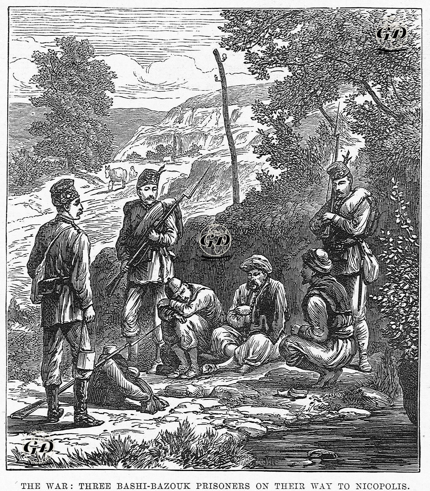The War-Three Bashi-Bazouk Prisoners On Their Way To Nicopolis -  - 1877