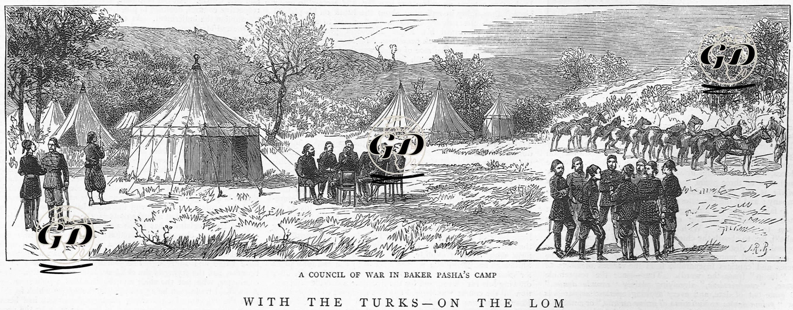 1877-1878 Osmanlı-Rus Savaşı (93 Harbi) Sırasında Lom'da Baker Paşa'nın Komutanları İle Toplantı Yapması -  - 1877