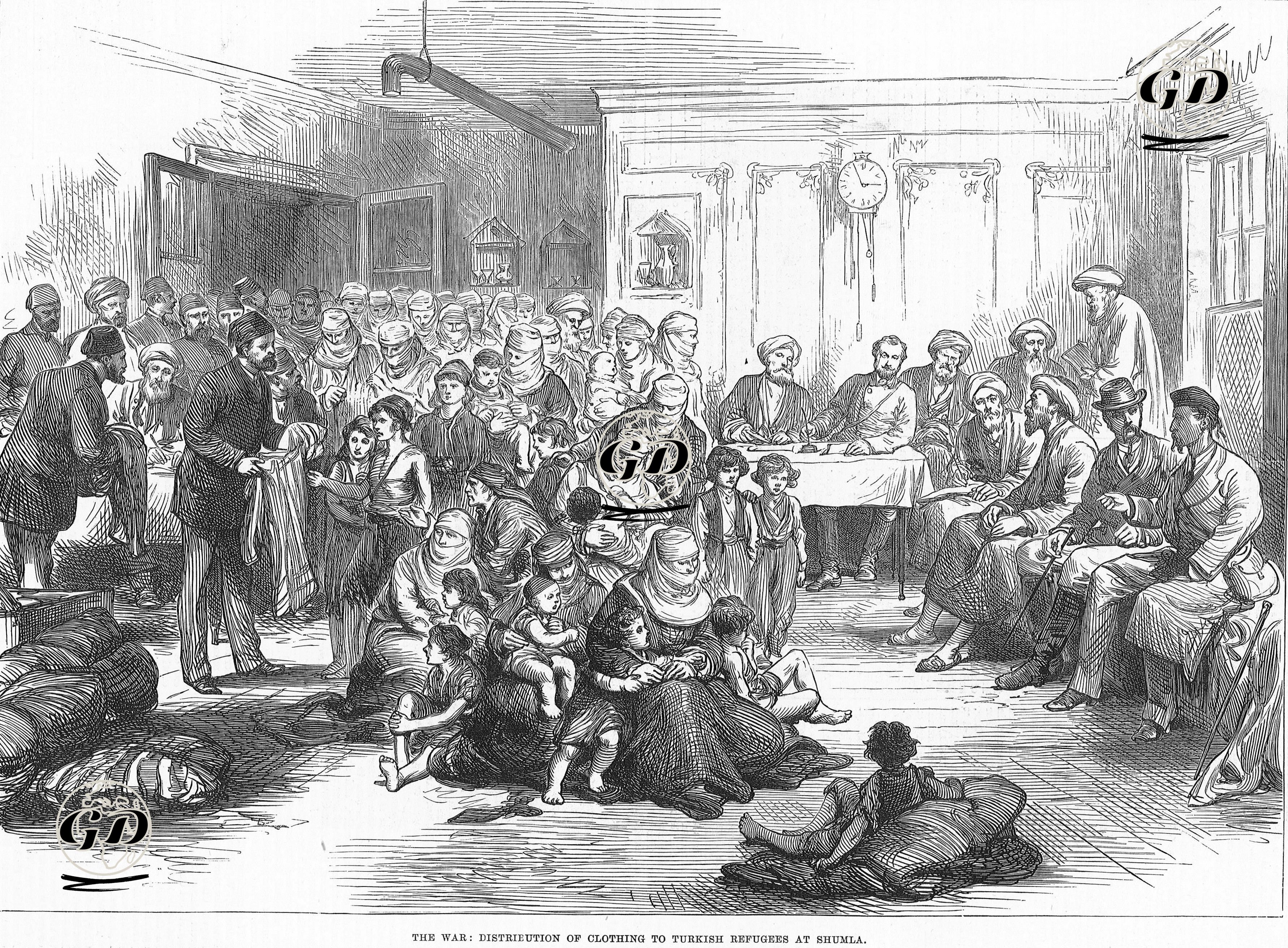 The War, Distribution Of Clothing To Turkish Refugees At Shumla -  - 1877