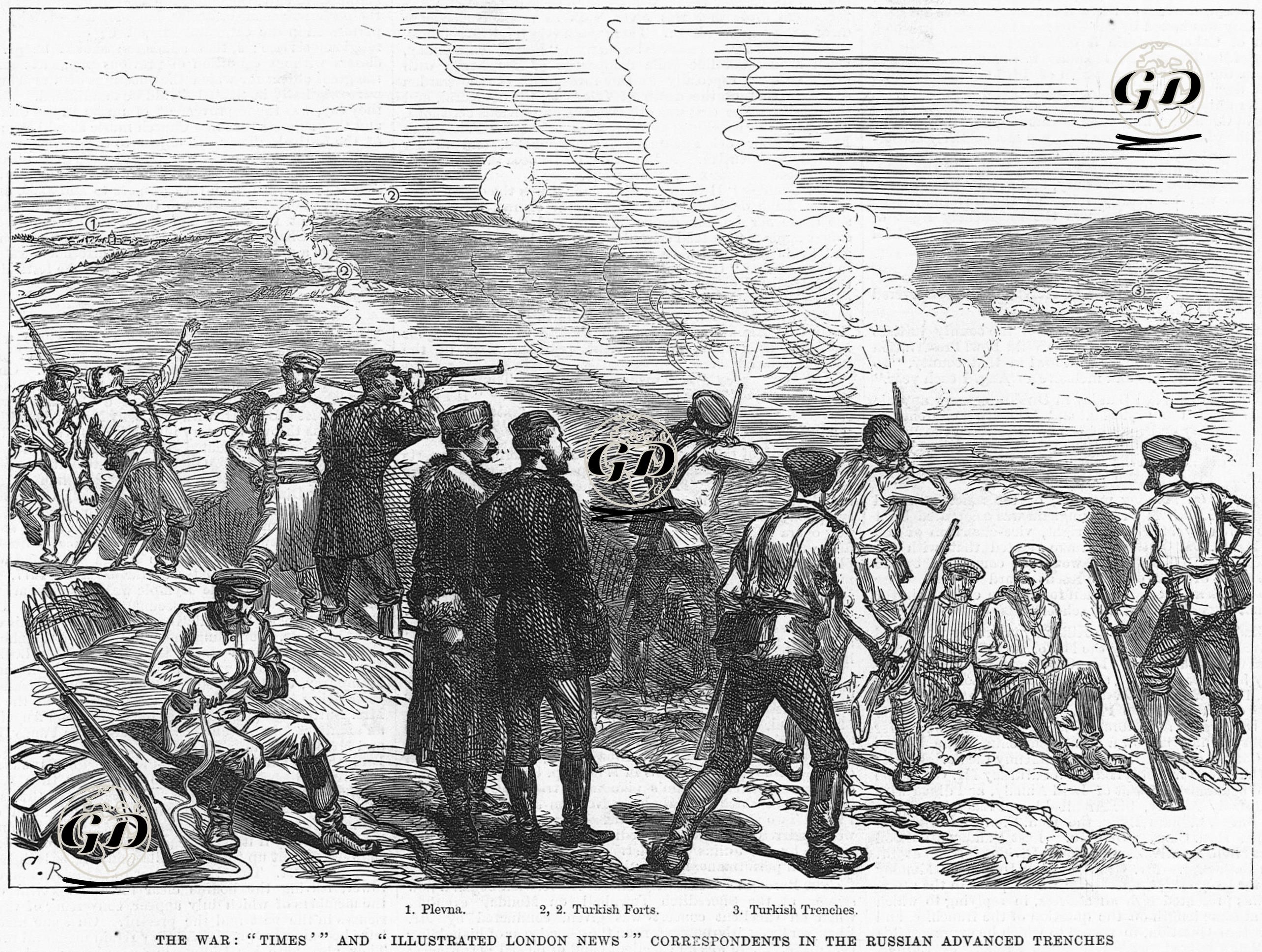 1877-1878 Osmanlı-Rus Savaşı (93 Harbi) Sırasında Times Ve The İllustrared London News Gaztelerinin Muhabirleri Plevne'nin Önündeki Rus Siperlerinde-1.Plevne 2.Türk Kaleleri 3.Türk Tabyaları -  - 1877