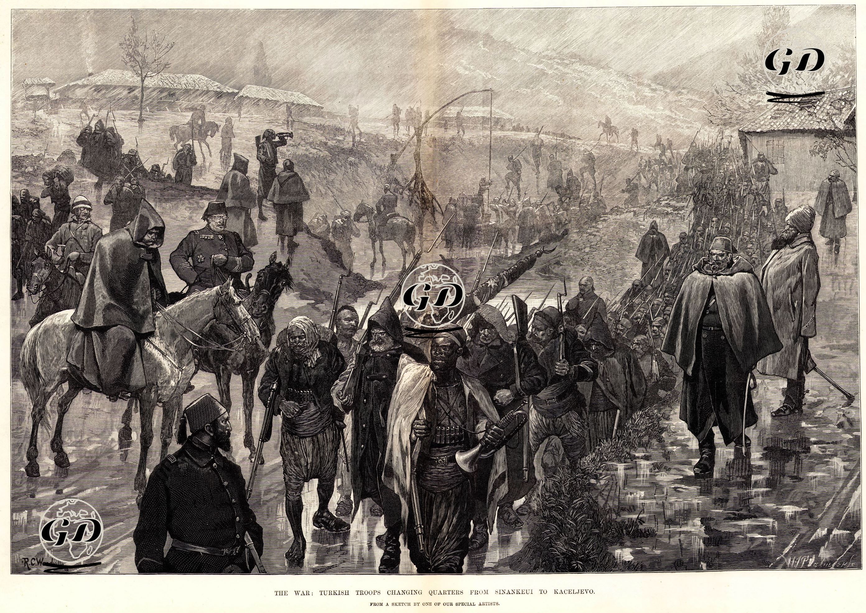 1877-1878 Osmanlı-Rus Savaşı (93 Harbi) Sırasında Türk Ordusunun Karargahının Sinanköy'den Katselovo'ya Taşınması - Richard Caton Woodville (1856-1927) - 1877