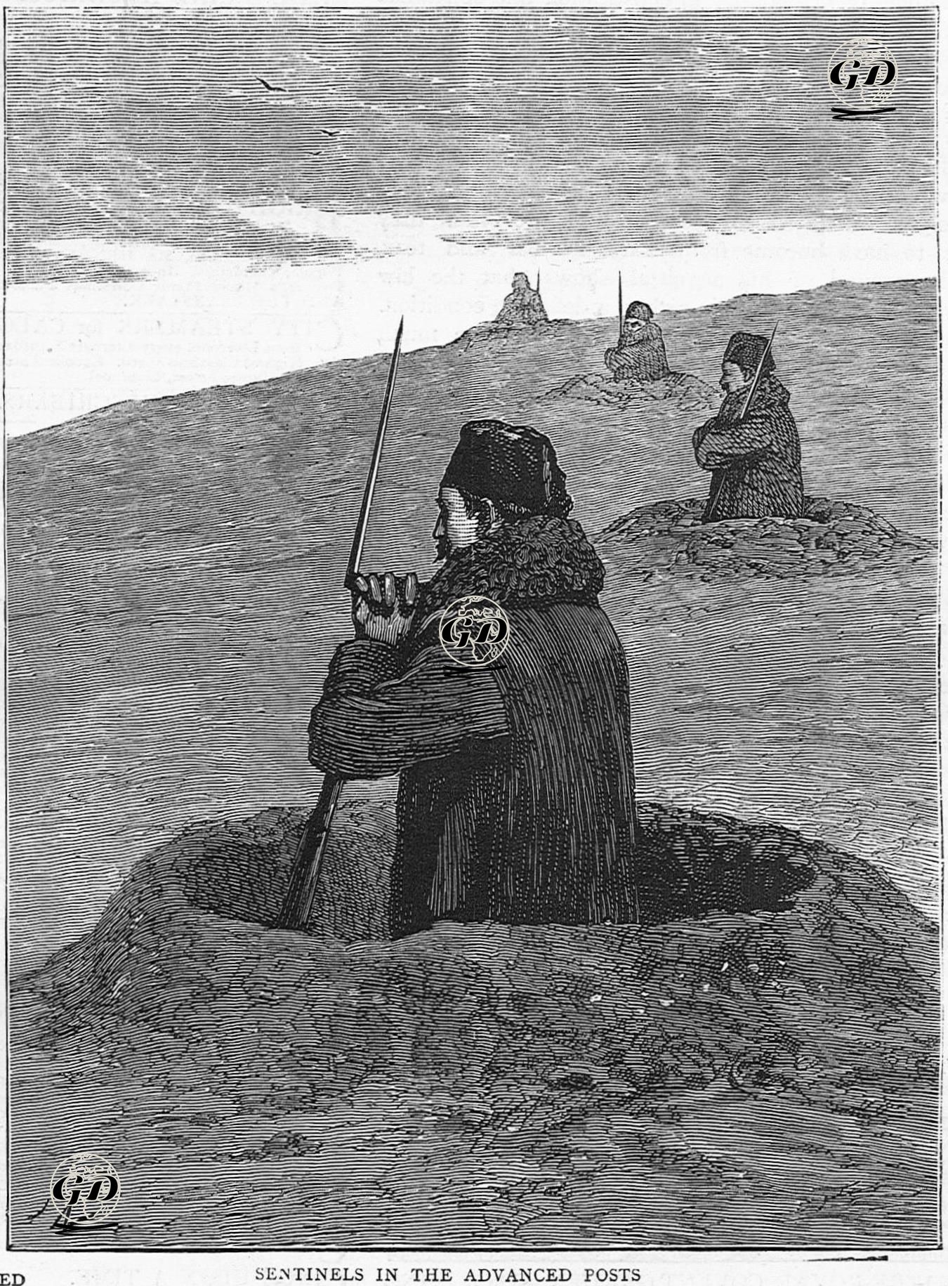 1877-1878 Osmanlı-Rus Savaşı (93 Harbi) Sırasında Cephede Nöbet Tutan Türk Askerleri -  - 1877