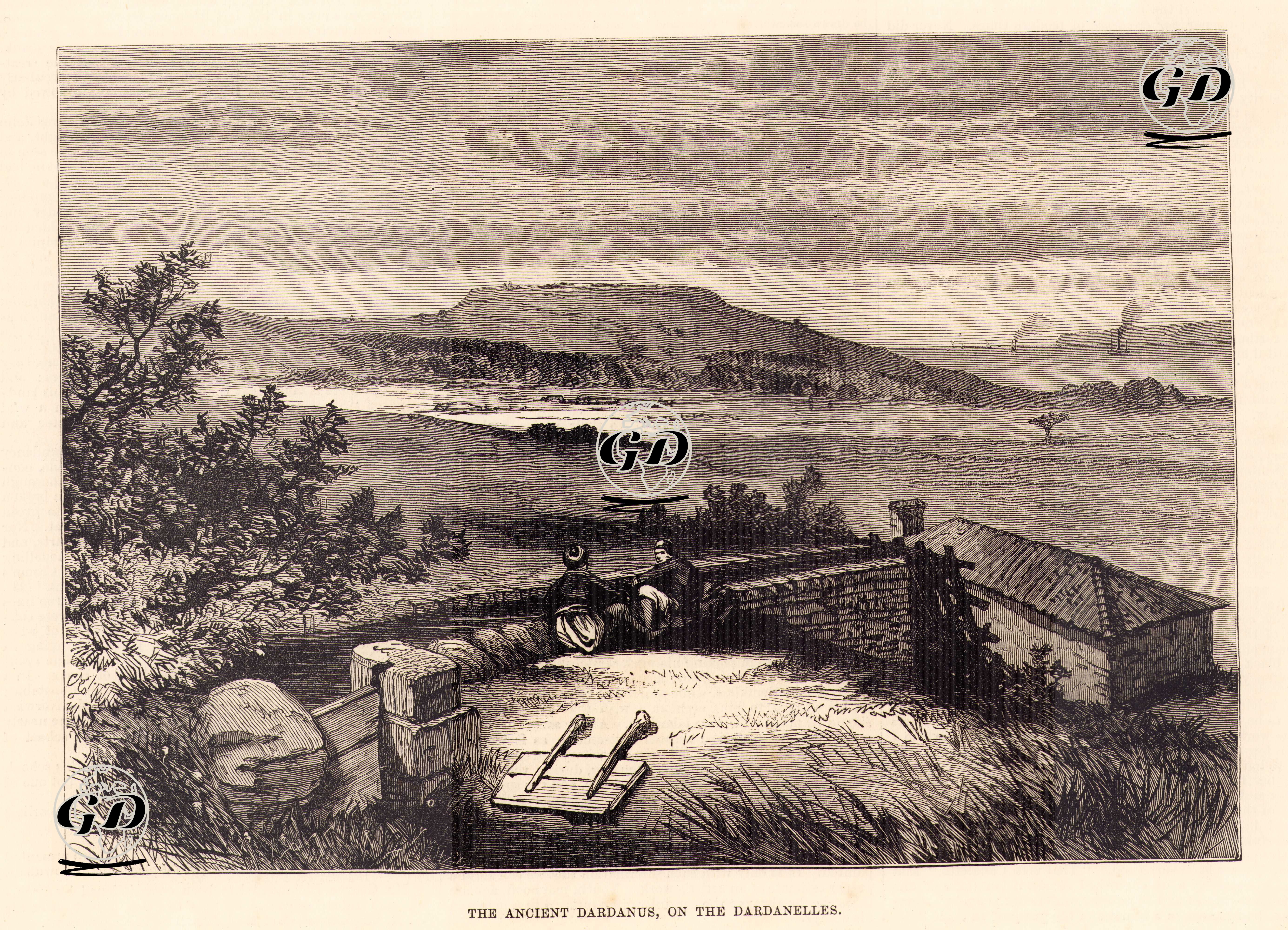  Troya'dan(Truva) Çizimler-Çanakkale Boğazında Dardanos Antik Şehri Ve Dardanos Tümülüsü -  - 1878