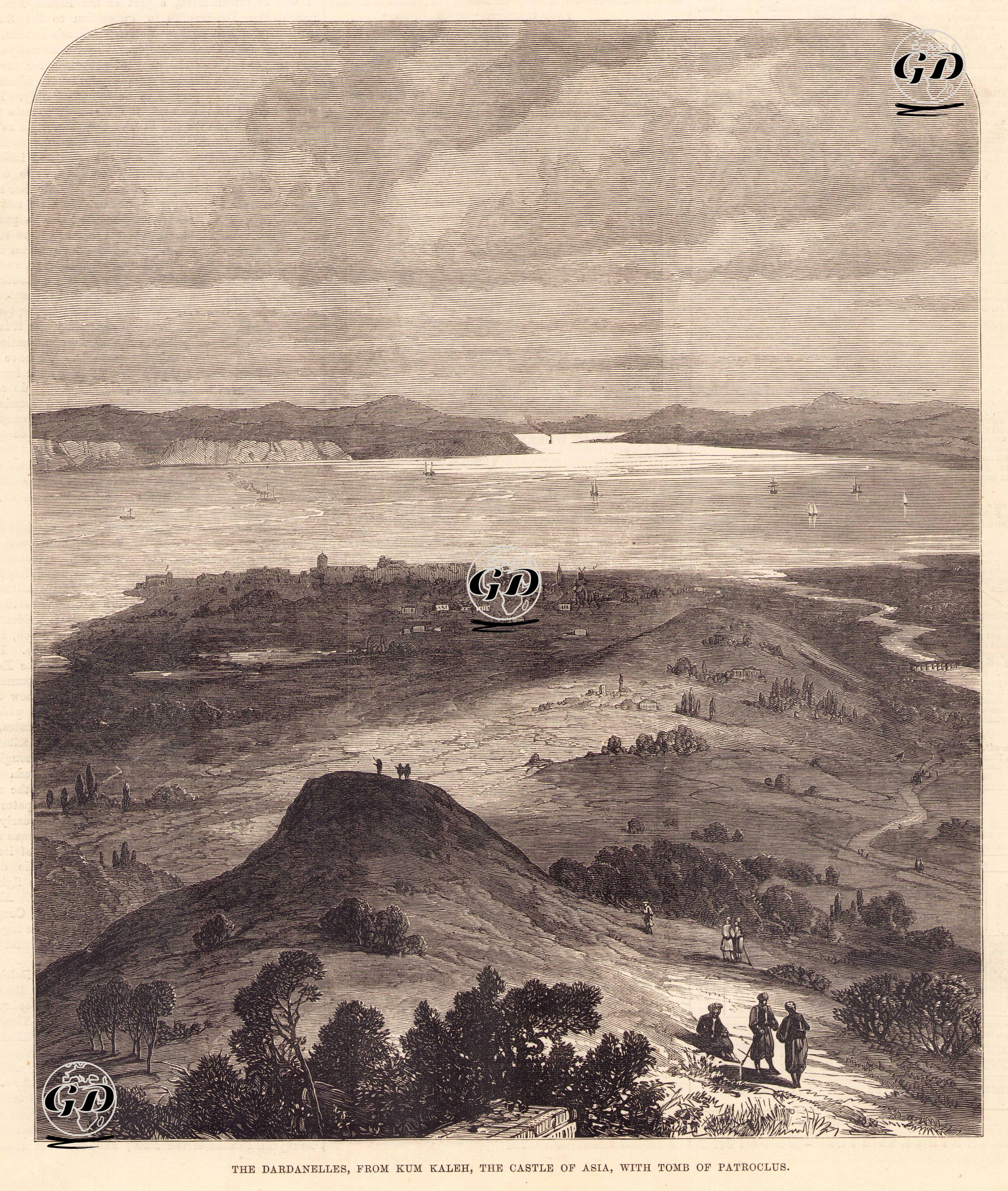 Kumkaleden Çanakkale Boğazı İle Patroklus'un Mezarı Ve Asya Kalesi -  - 1878