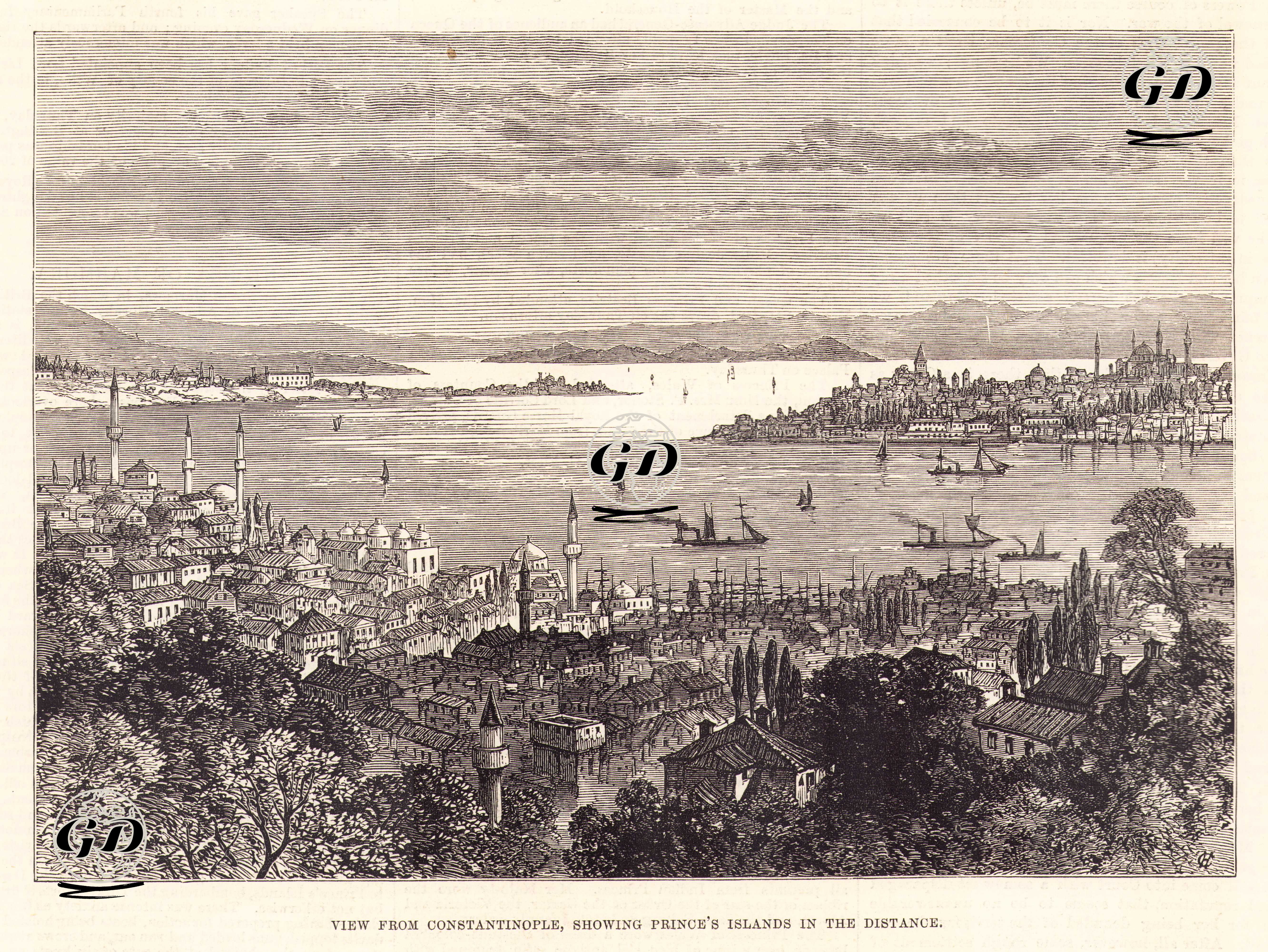 View From Constantinople, Showing Prince's Islands in The Distance -  - 1878