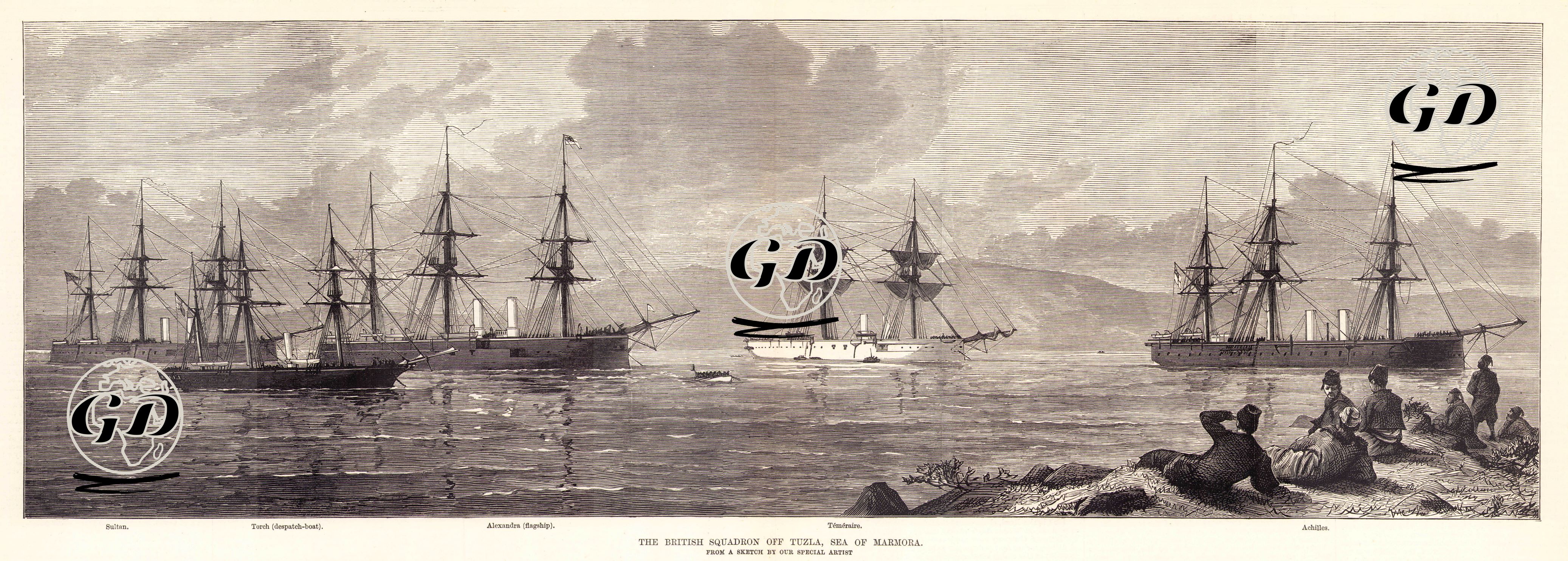 The British Squadron Off Tuzla, Sea Of Marmaro-Sultan, Torch (Despatch Boat), Alexandra(Flagship), Temeraire, Achilles  -  - 1878