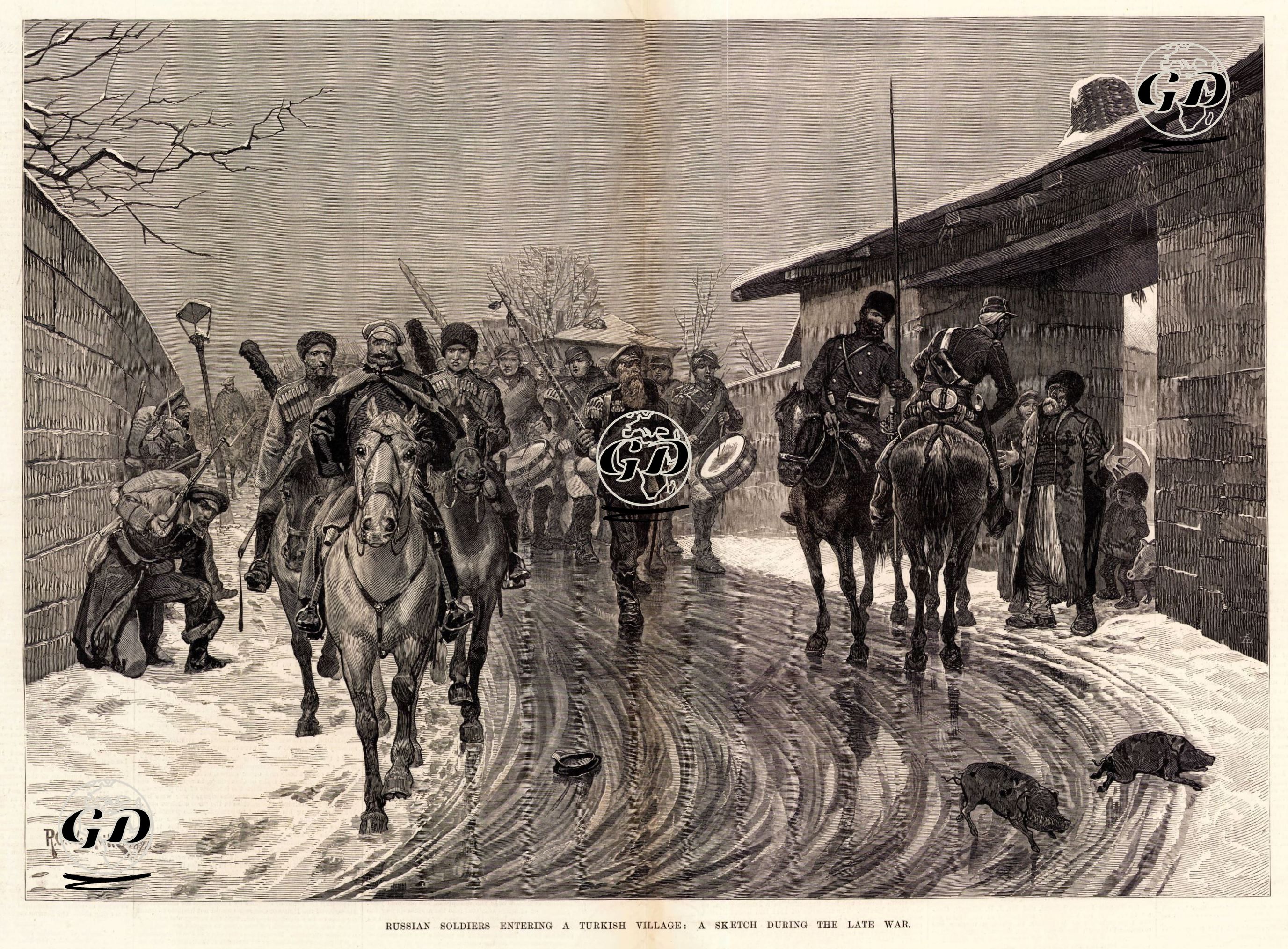 1877-1878 Osmanlı-Rus Savaşının (93 Harbi) Sonunda Rus Askerlerinin Bir Türk Köyüne Girmeleri - Richard Caton Woodville (1856-1927) - 1878