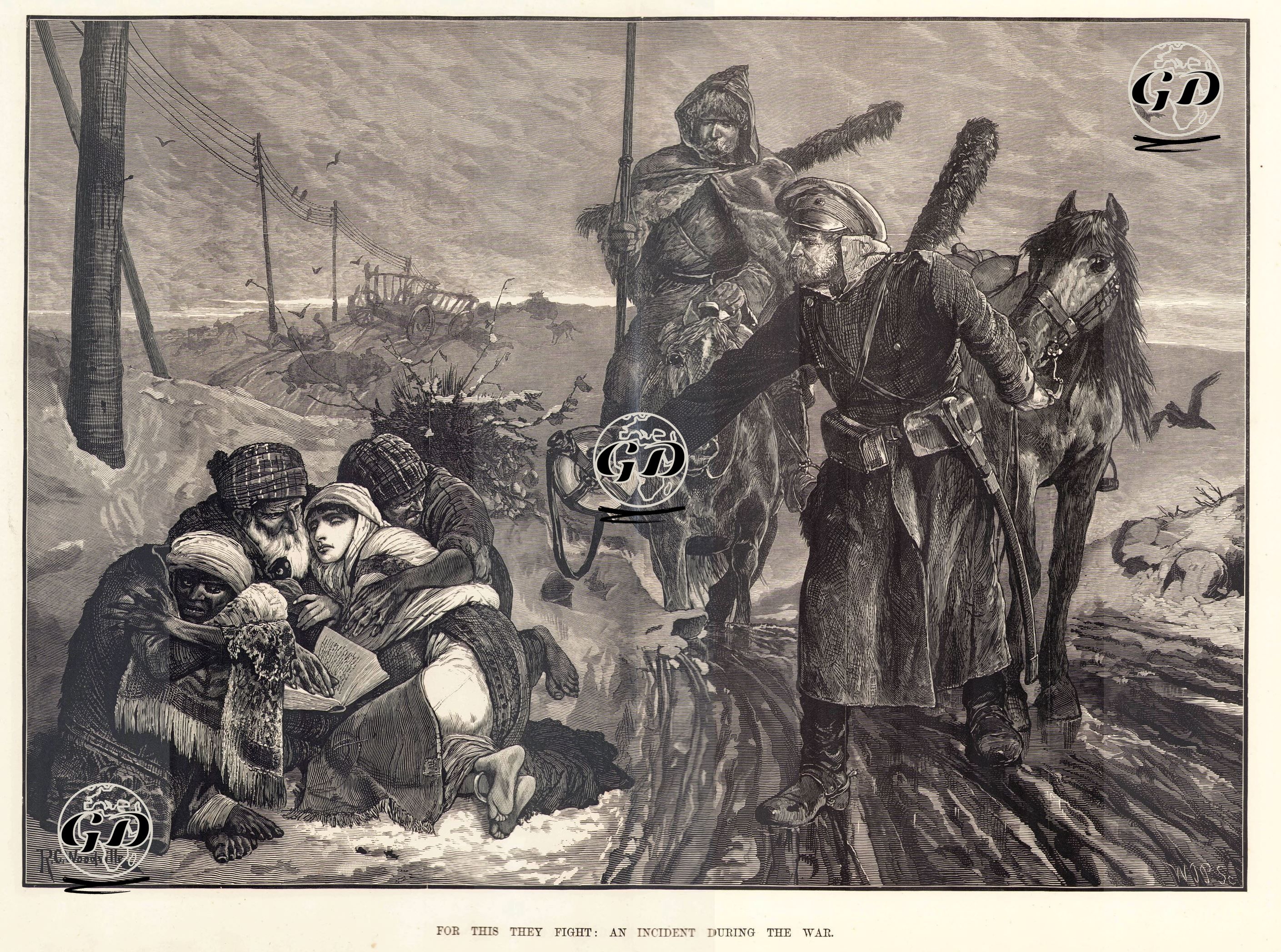 1877-1878 Osmanlı-Rus Savaşı (93 Harbi) Sırasında Rus Askerlerinin Türk Göçmenlere Su Vermesi - Richard Caton Woodville (1856-1927) - 1878