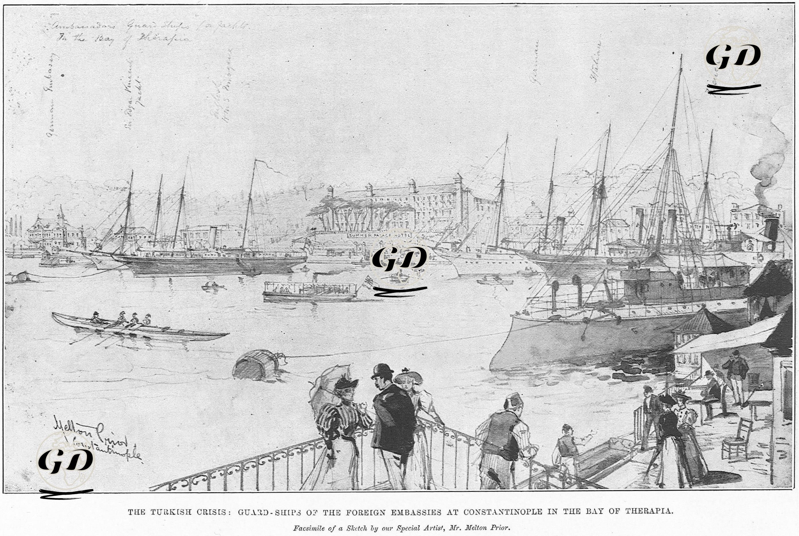 The Turkish Crisis-Guard-Ships Of The Foreign Embassies At Constantinople in The Bay Of Therapia -  - 1896