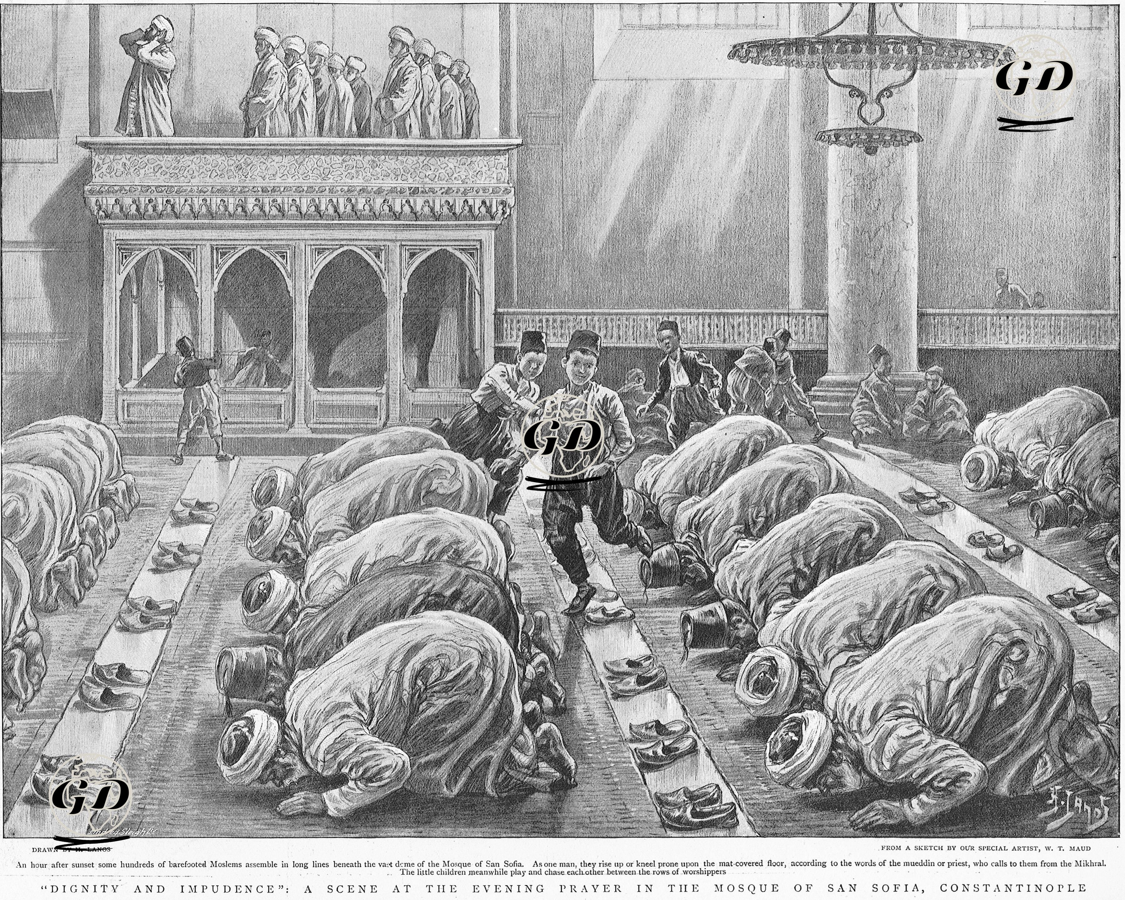 İstanbul'da Ayasofya Camiinde Akşam Namazı, "Ağırbaşlılık Ve Arsızlık" - Henri Lanos (1859-1929) - 1896