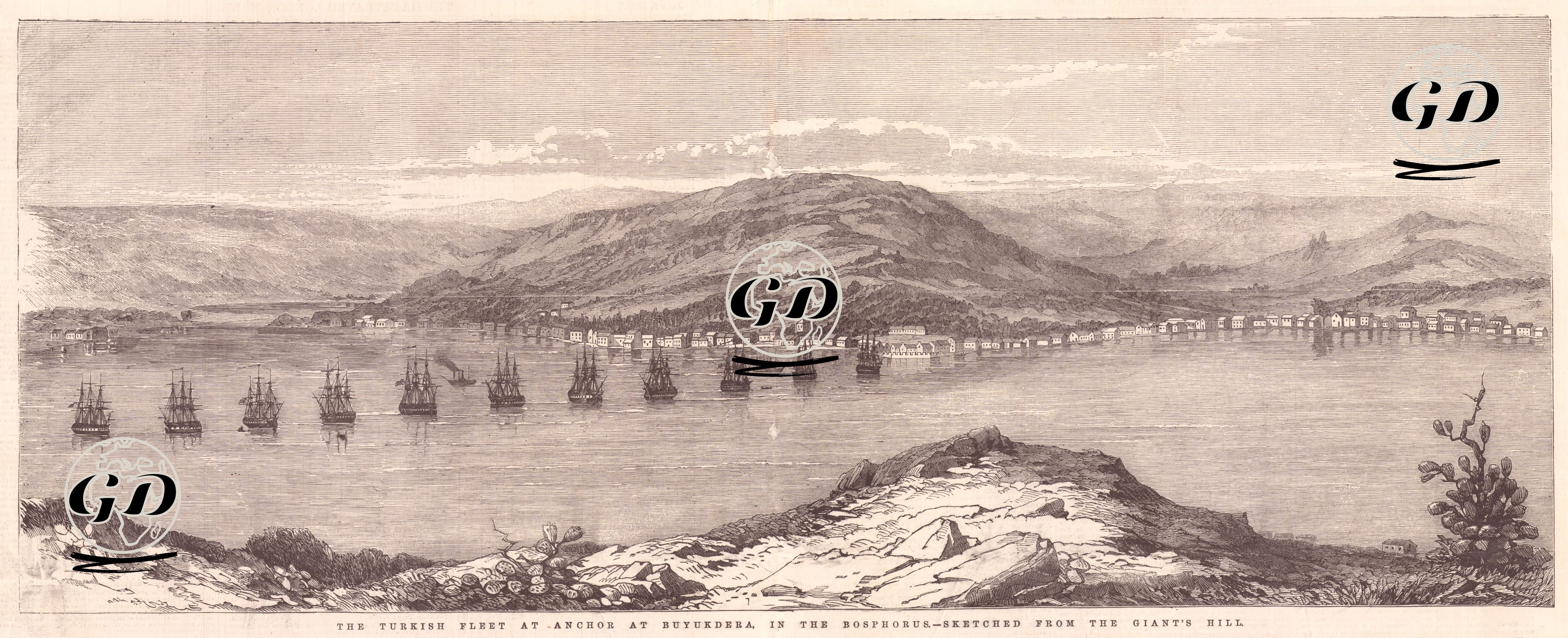 The Turkish Fleet Anchor At Buyukdera in The Bosphorus   -  - 1853