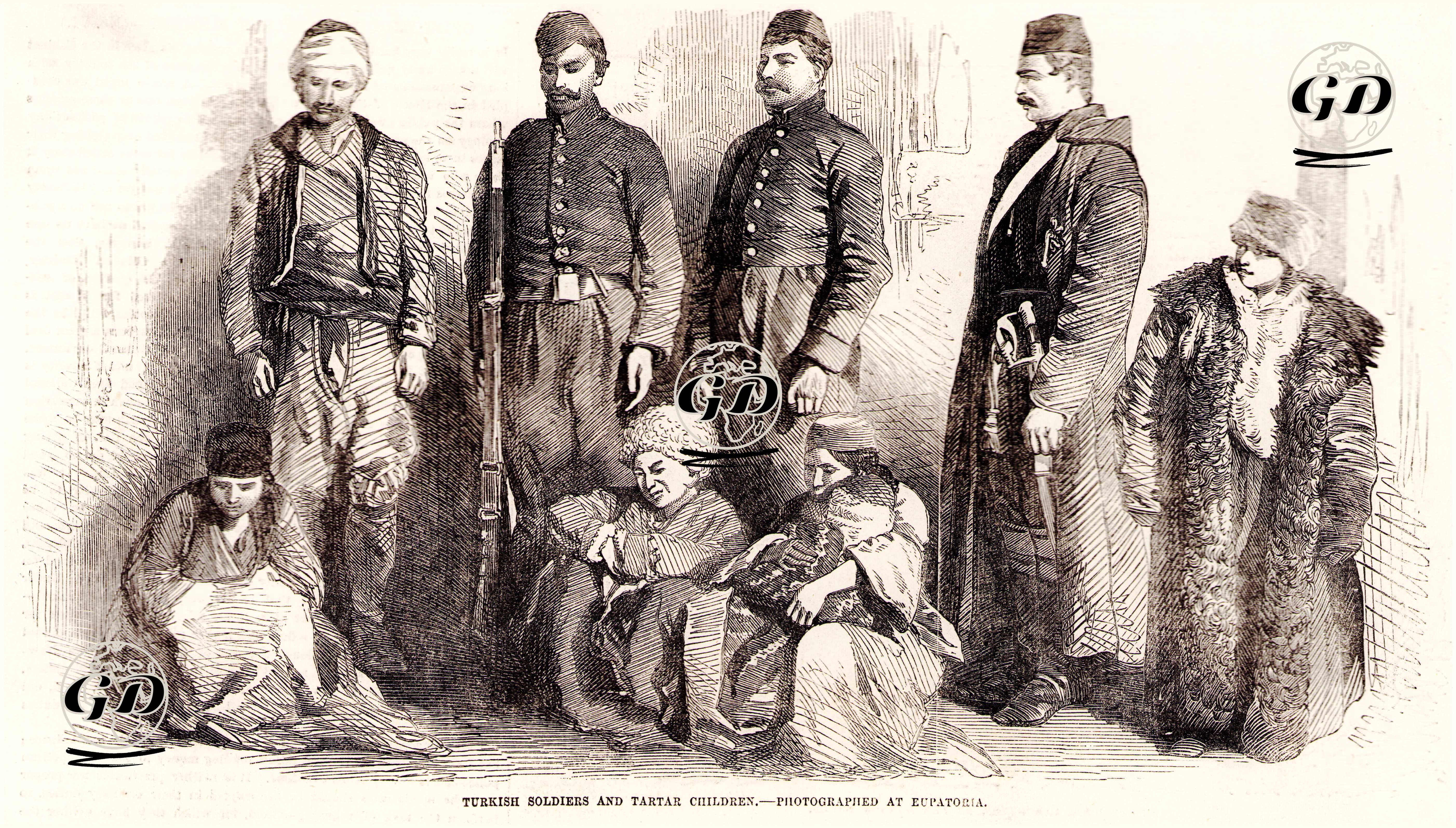 1853-1856 Osmanlı-Rus Savaşı (Kırım Savaşı) Sırasında Evpatorya'da Türk Askerleri Ve Tatar Çocuklar -  - 1855