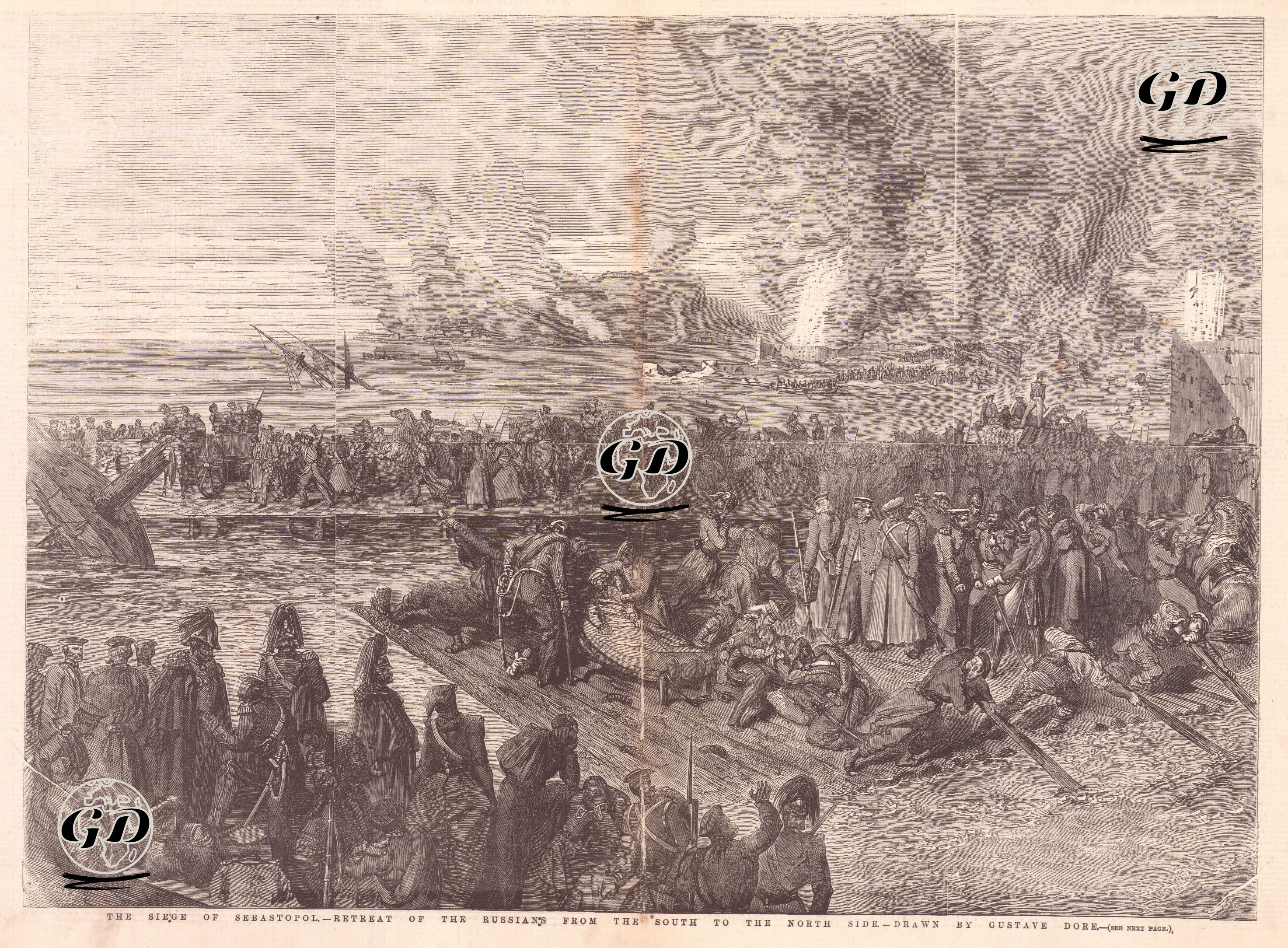 The Siege of Sebastopol, Retreat Of The Russians From The South To The North Side -  - 1855