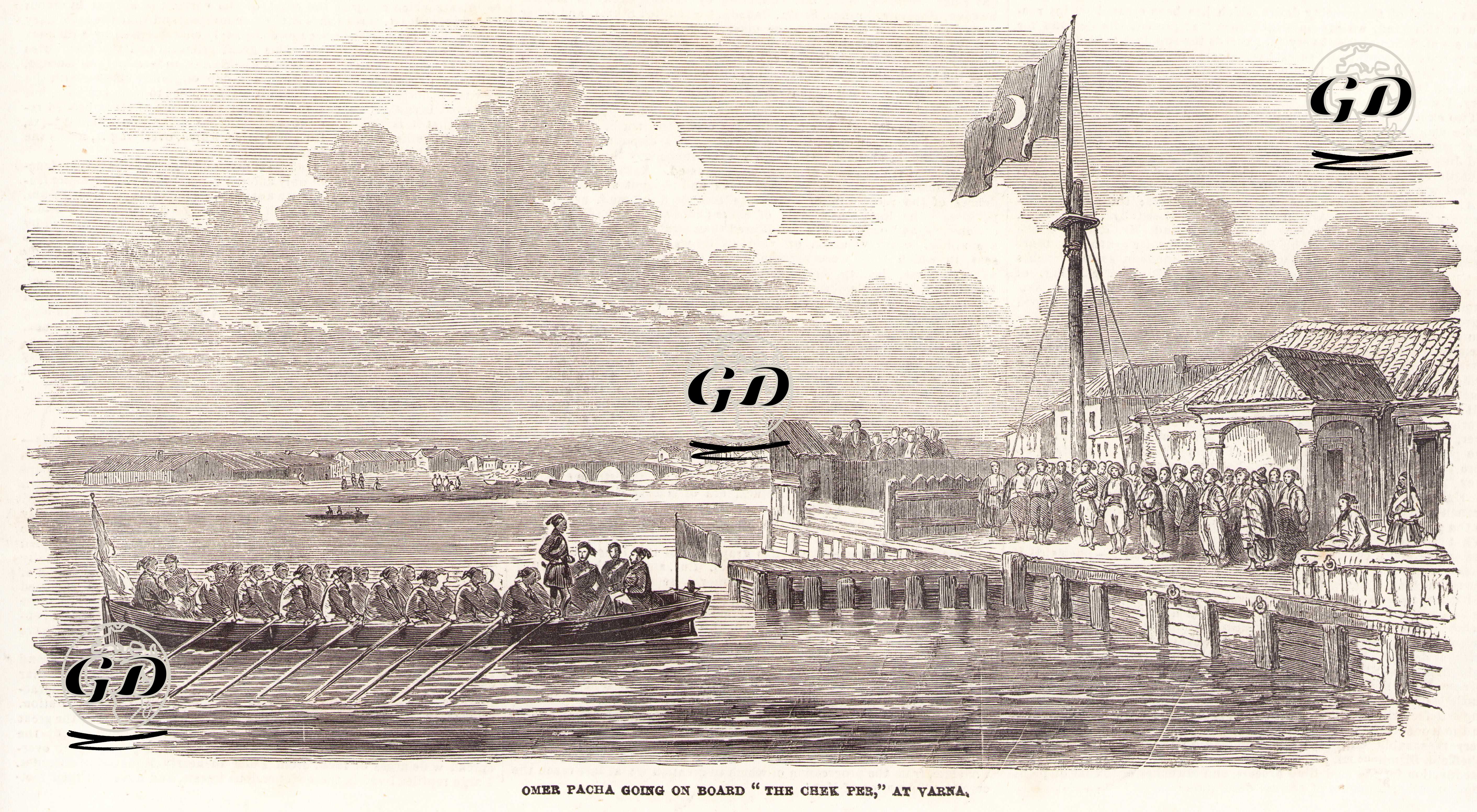 Omar Pasha Boarding The Chek Per, Varna -  - 1854