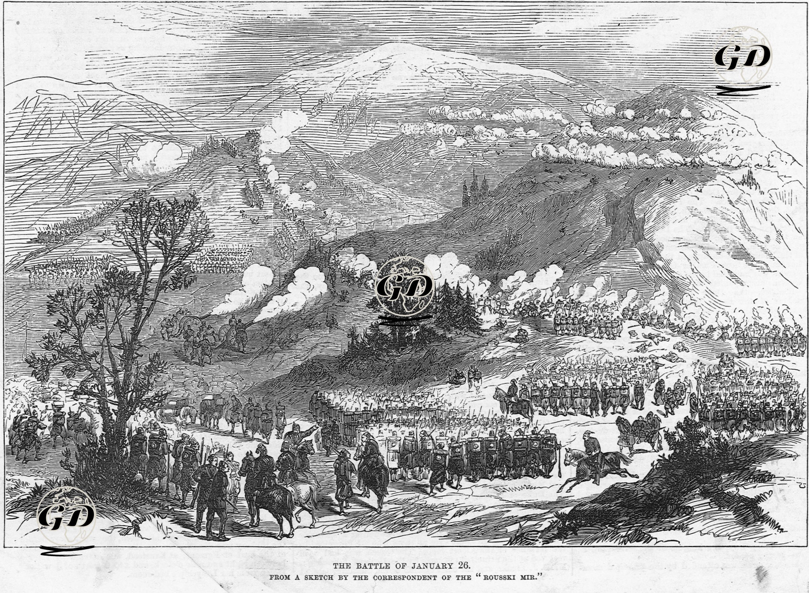 1875-1876 Hersek İsyanı Sırasında 26 Ocak 1876 Tarinde Türk Ordusu İle İsyancılar Arasındaki Savaş -  - 1876