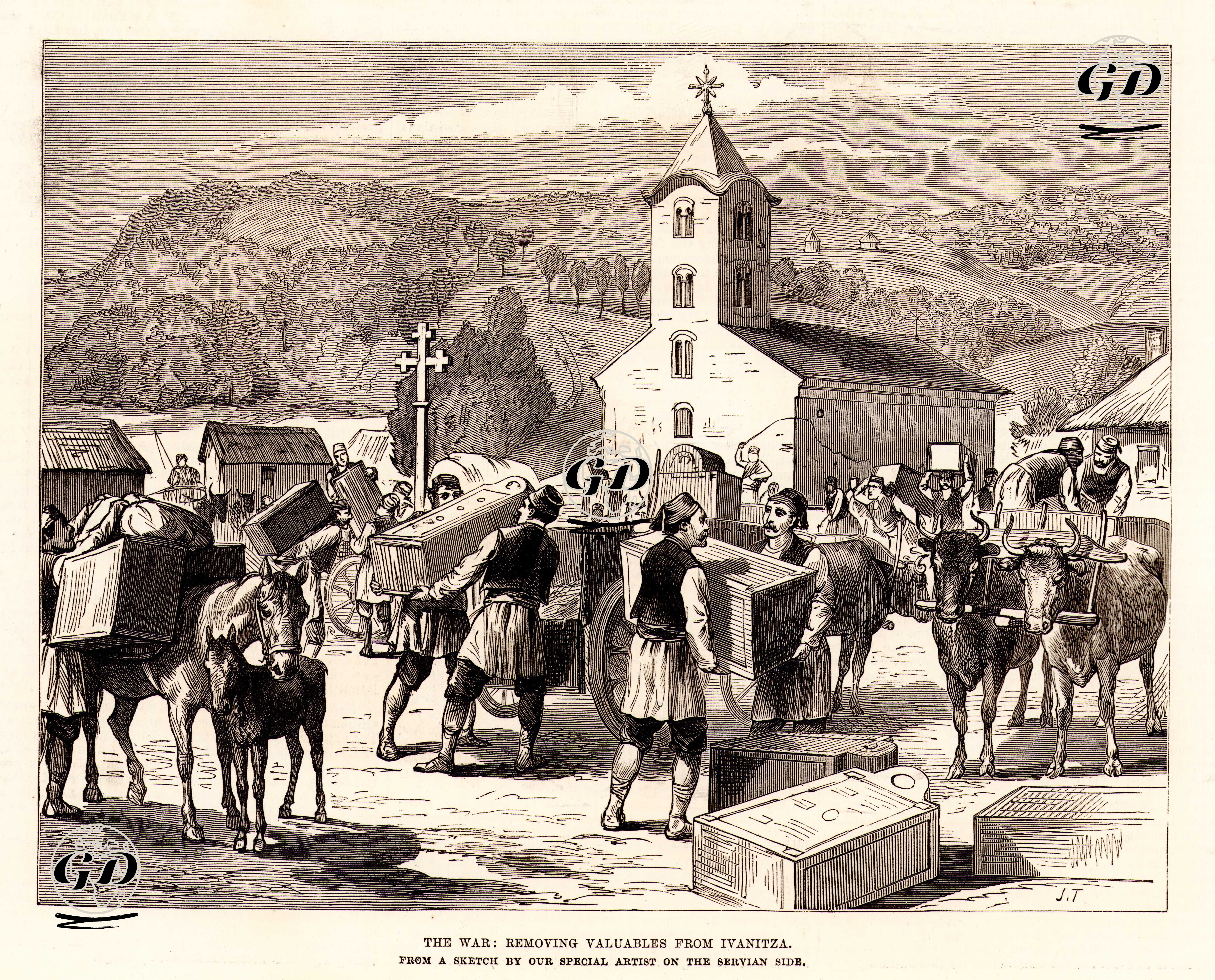 The War, Removing Valuables From Ivanitza  -  - 1876
