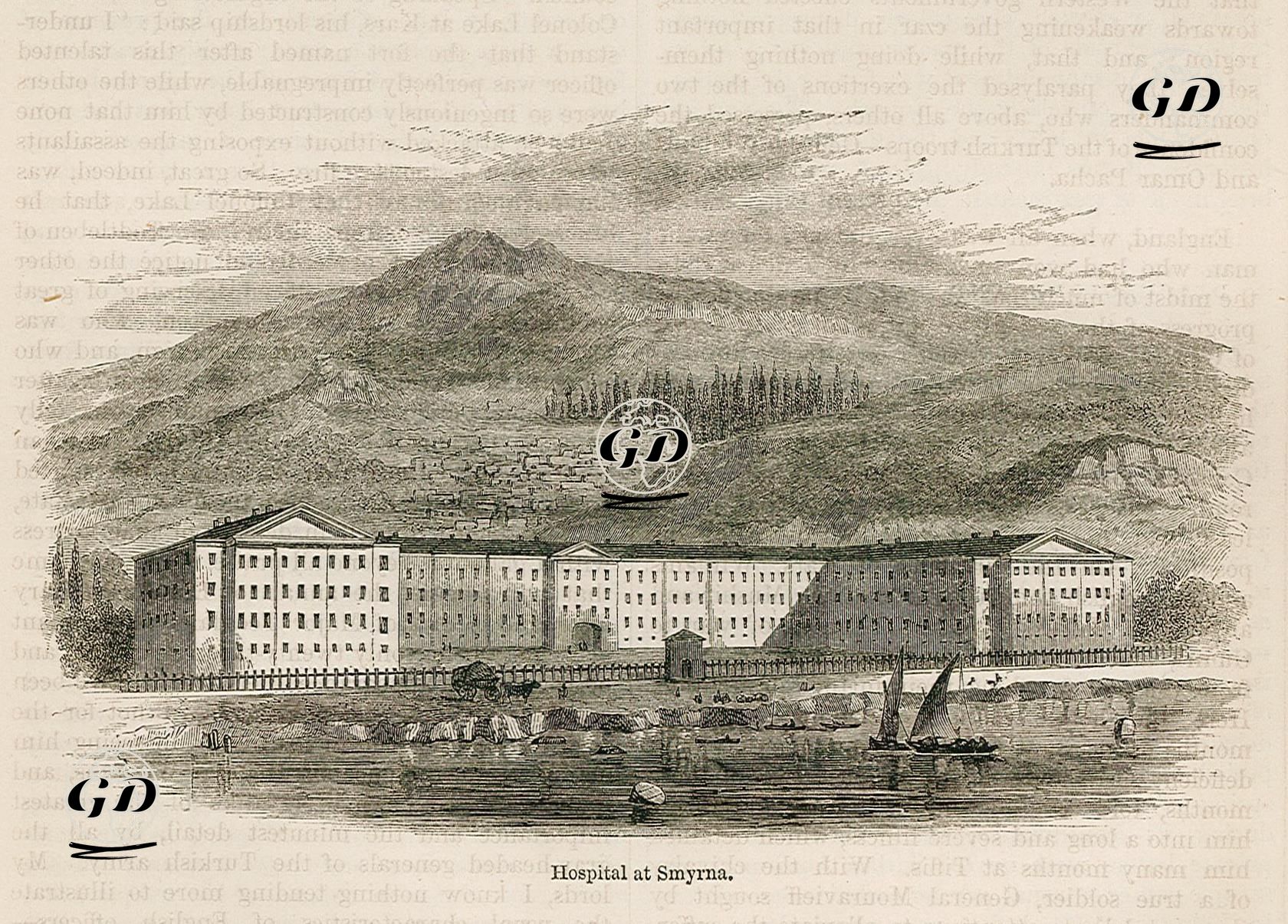 1853-1856 Osmanlı-Rus Savaşı (Kırım Savaşı) Sırasında İzmir'de Hastane Olarak Kullanılan Sarı Kışla (Kışla-i Humayun) -  - 1856