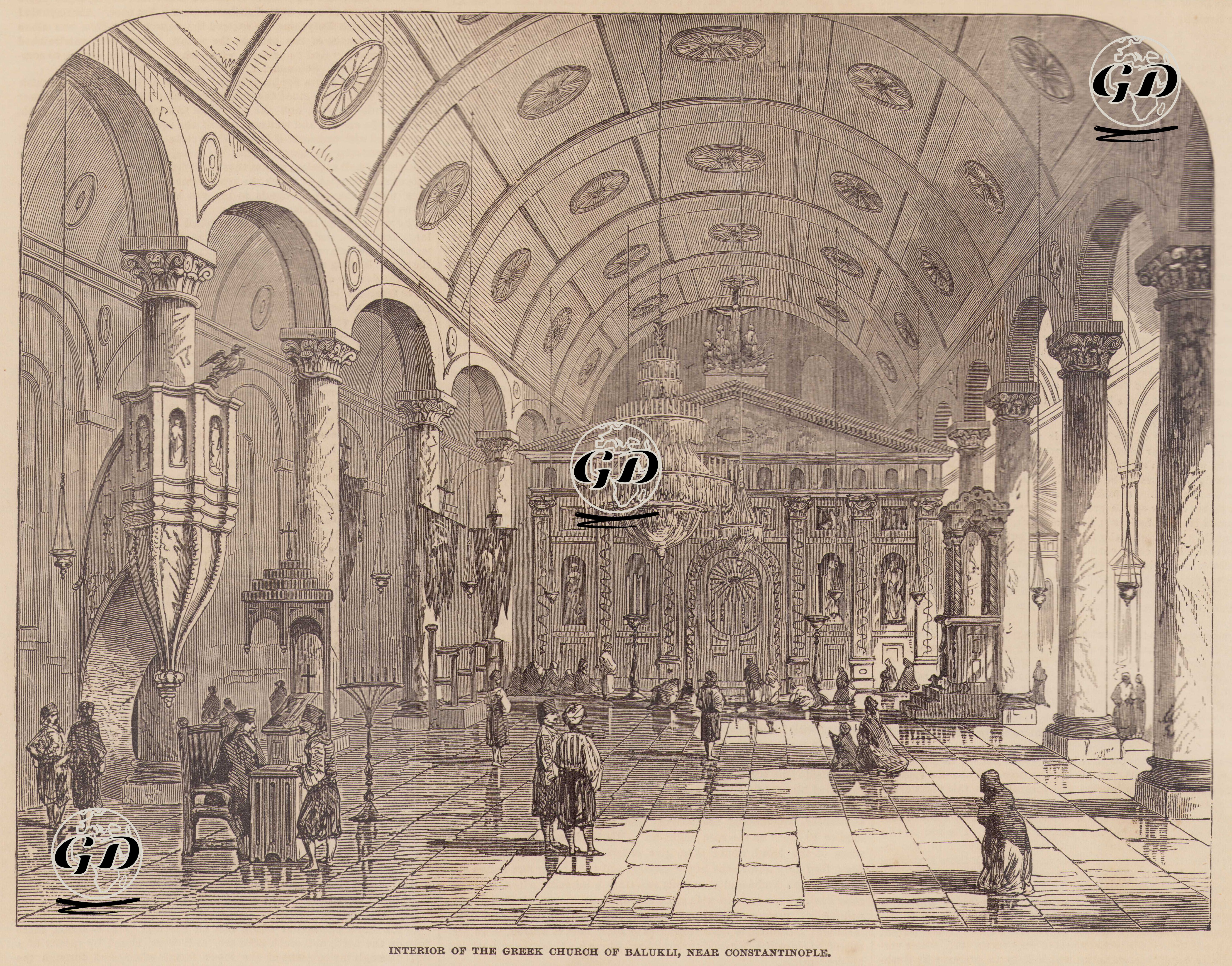 İstanbul Yakınlarında Balıklı Rum Kilisesinin İçi -  - 1853