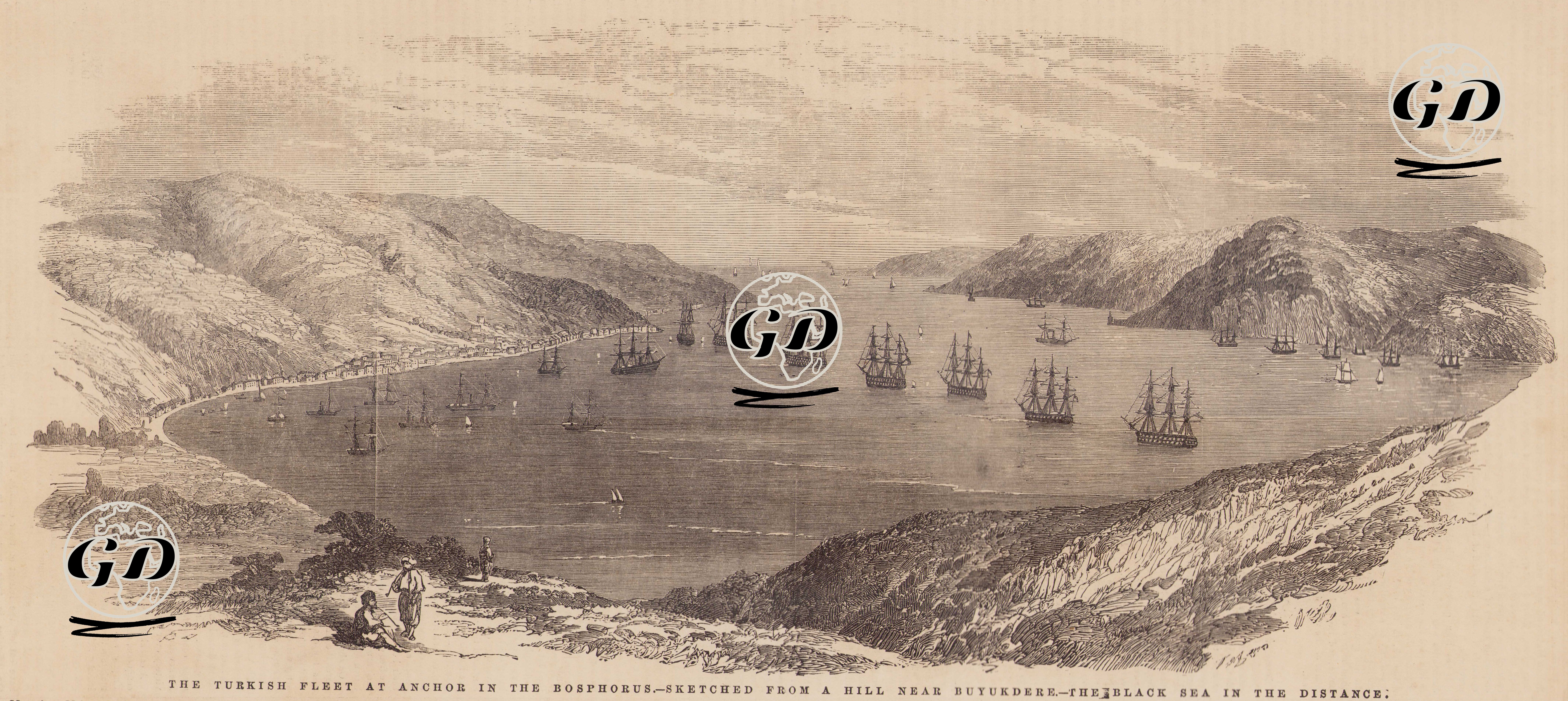 1853-1856 Osmanlı-Rus Savaşı (Kırım Savaşı) Sırasında Boğaziçinde Büyükdere Açıklarına Demirlemiş Türk Donanması Ve Karadeniz -  - 1853