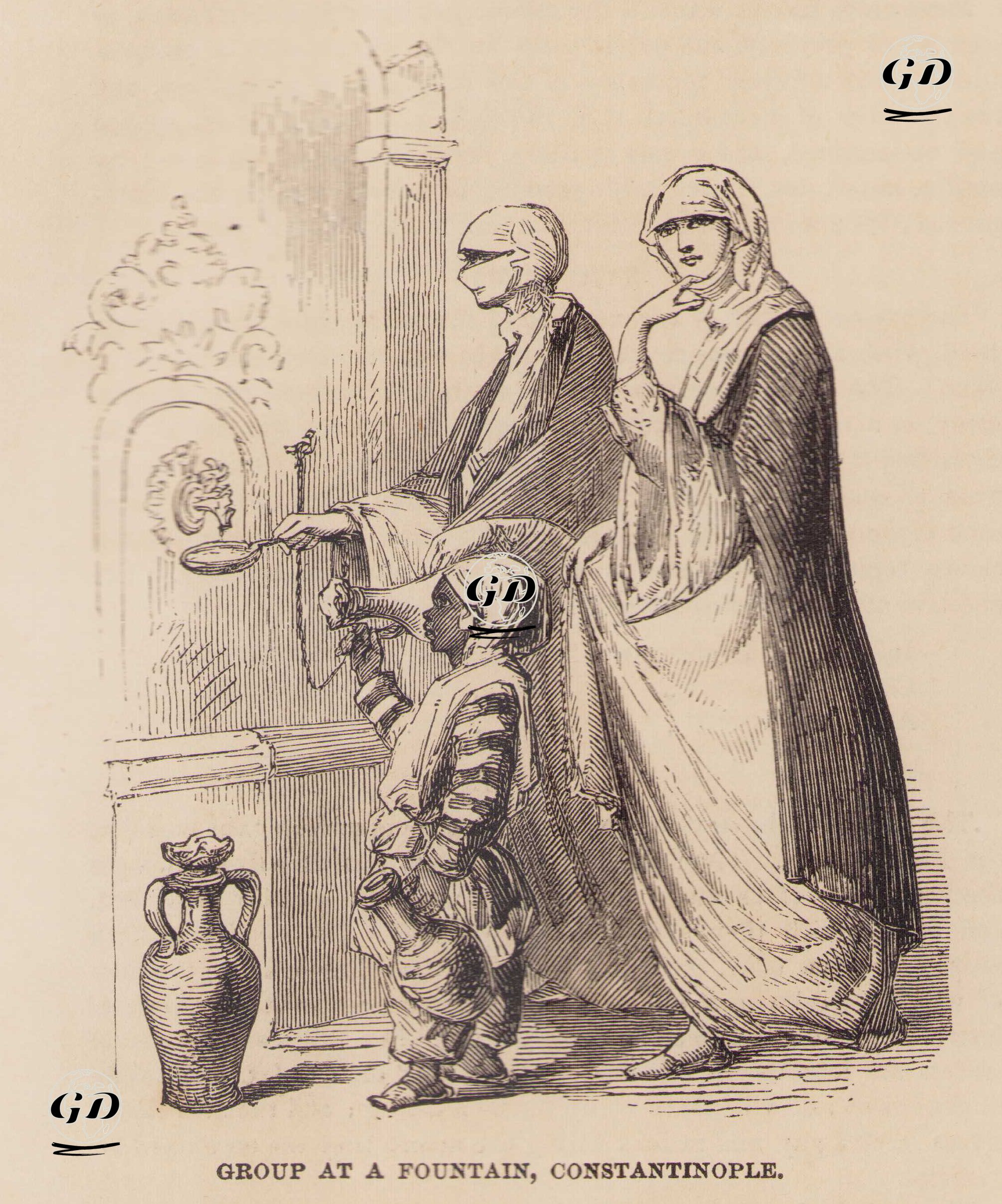 İstanbul'da Çeşme Başında Bir Grup -  - 1853