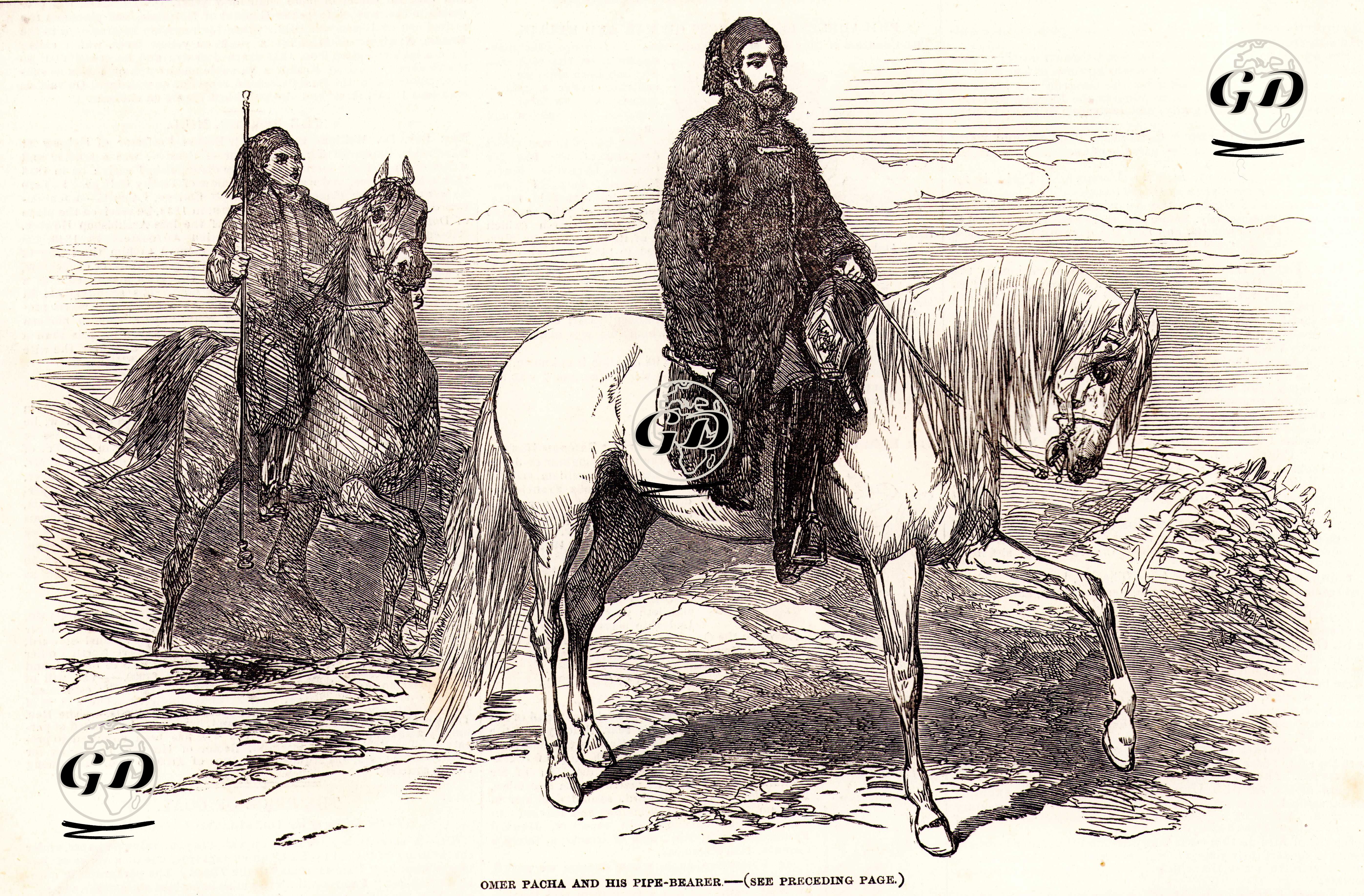 1853-1856 Osmanlı-Rus Savaşı (Kırım Savaşı) Sırasında Tuna Cephesi Komutanı Ömer Lütfi Paşa Ve Pipo Taşıyıcısı -  - 1853