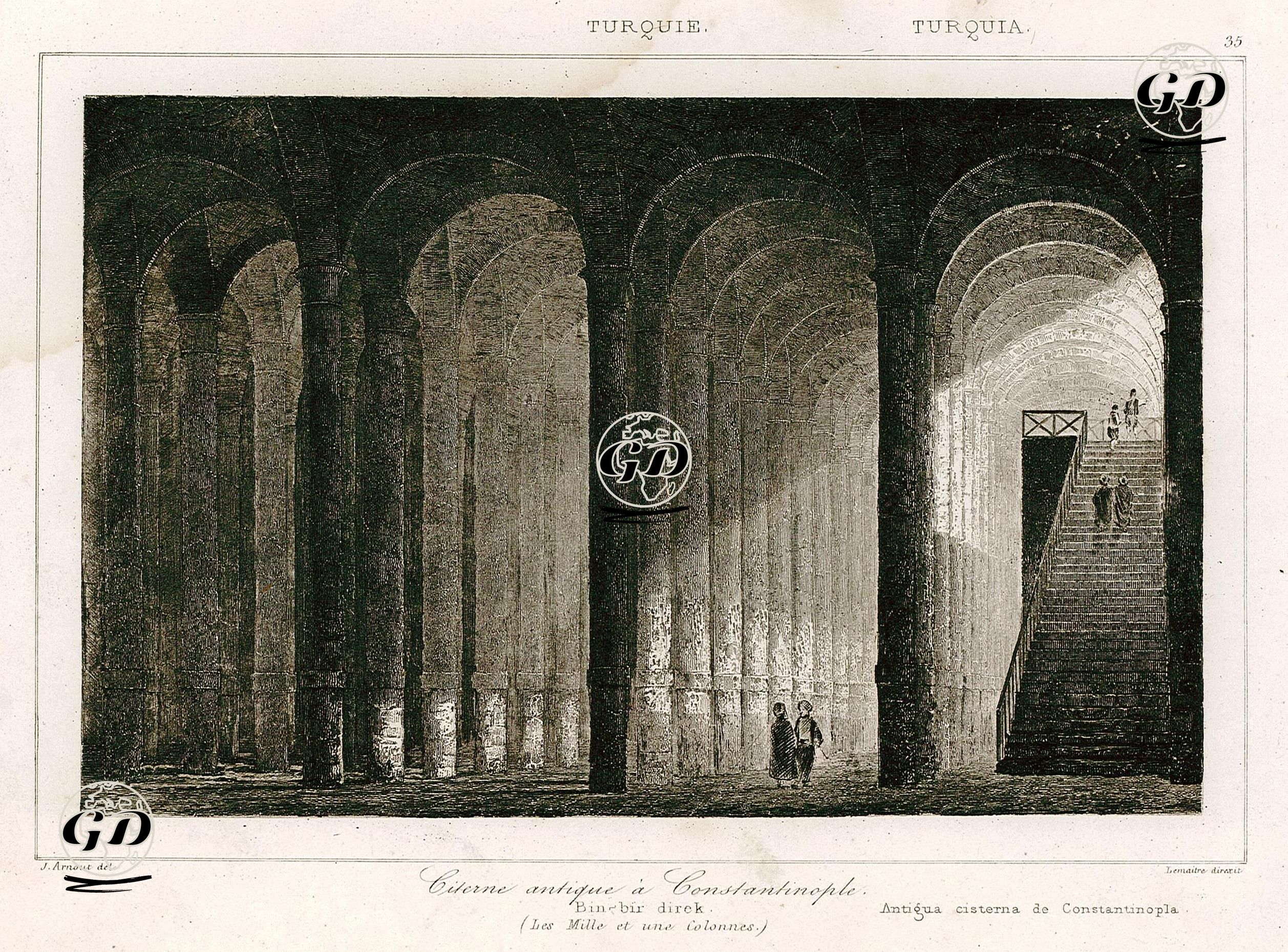 İstanbul'da Binbir Direk Sarnıçı - Jean Baptiste Arnout (1788-1865) - 1847