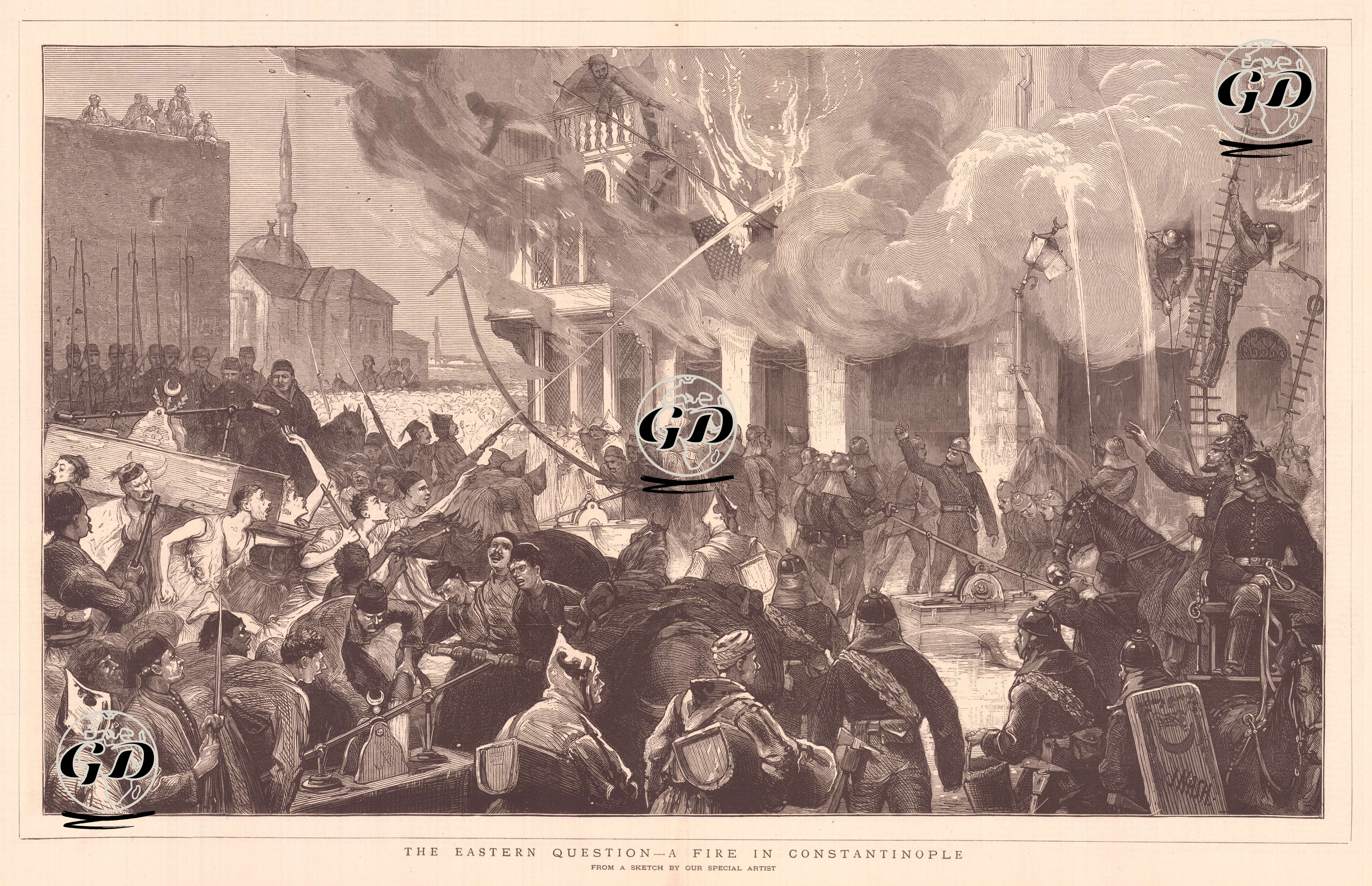 İstanbul'da Yangın - Joseph Nash (1809-1878) - 1876