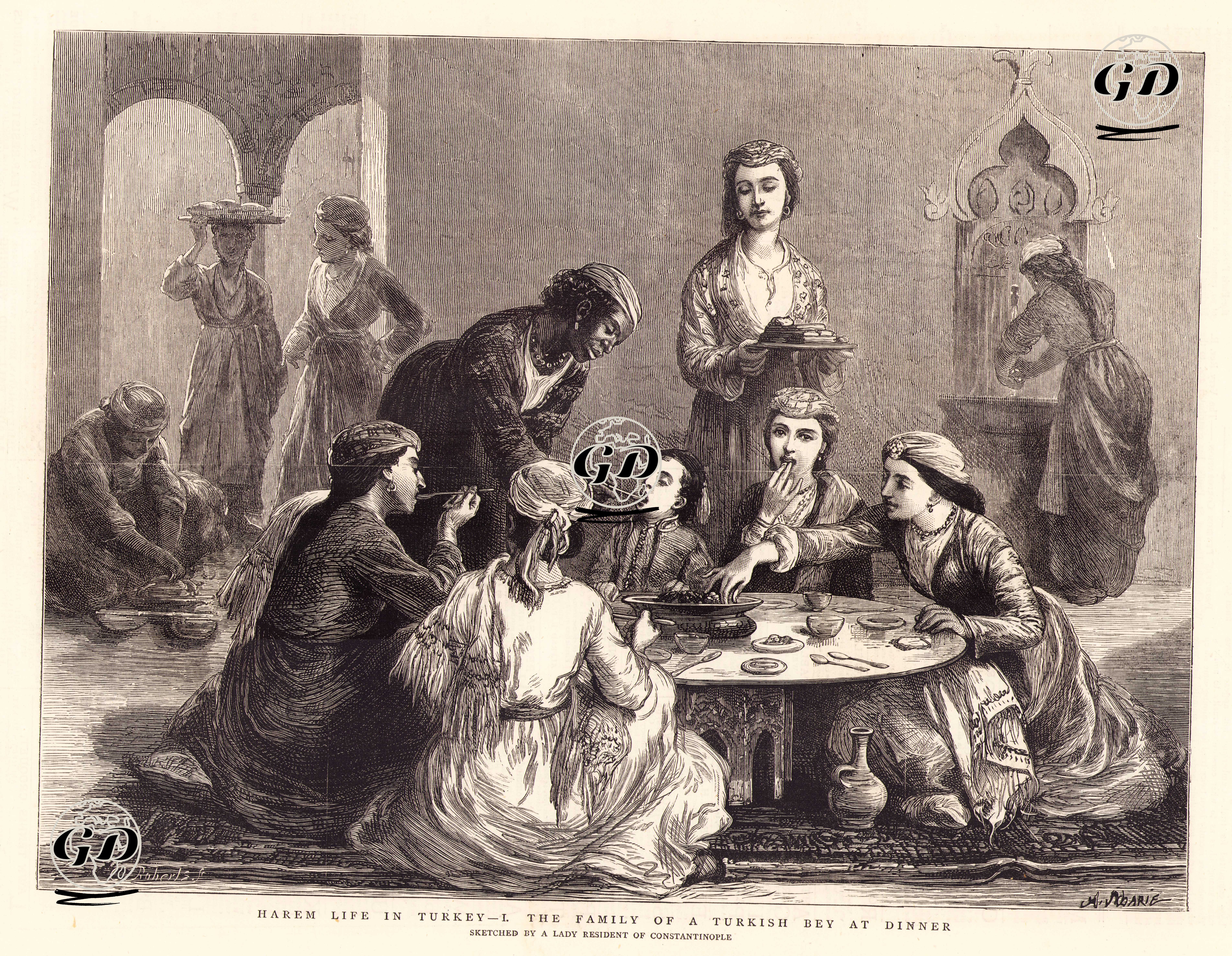 Türkiye'de Harem Yaşantısı, Yemekteki Bir Türk Beyin Ailesi -  - 1876