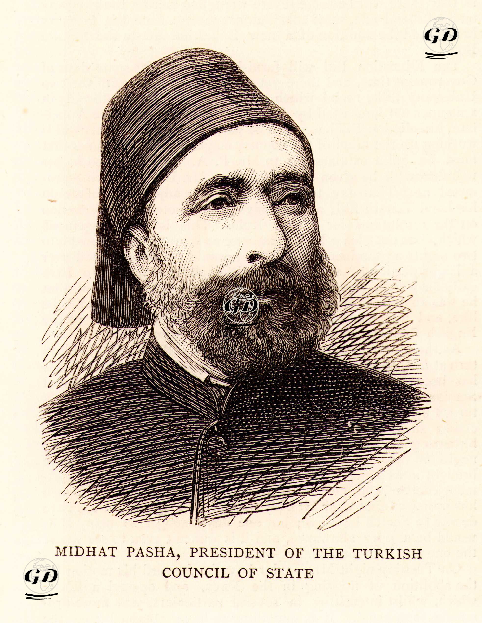 İlk Osmanlı Anayasası Olan Kanûn-i Esasî'yi Hazırlayan Kurulun Başkanı Ahmed Şefik Midhat Paşa -  - 1876