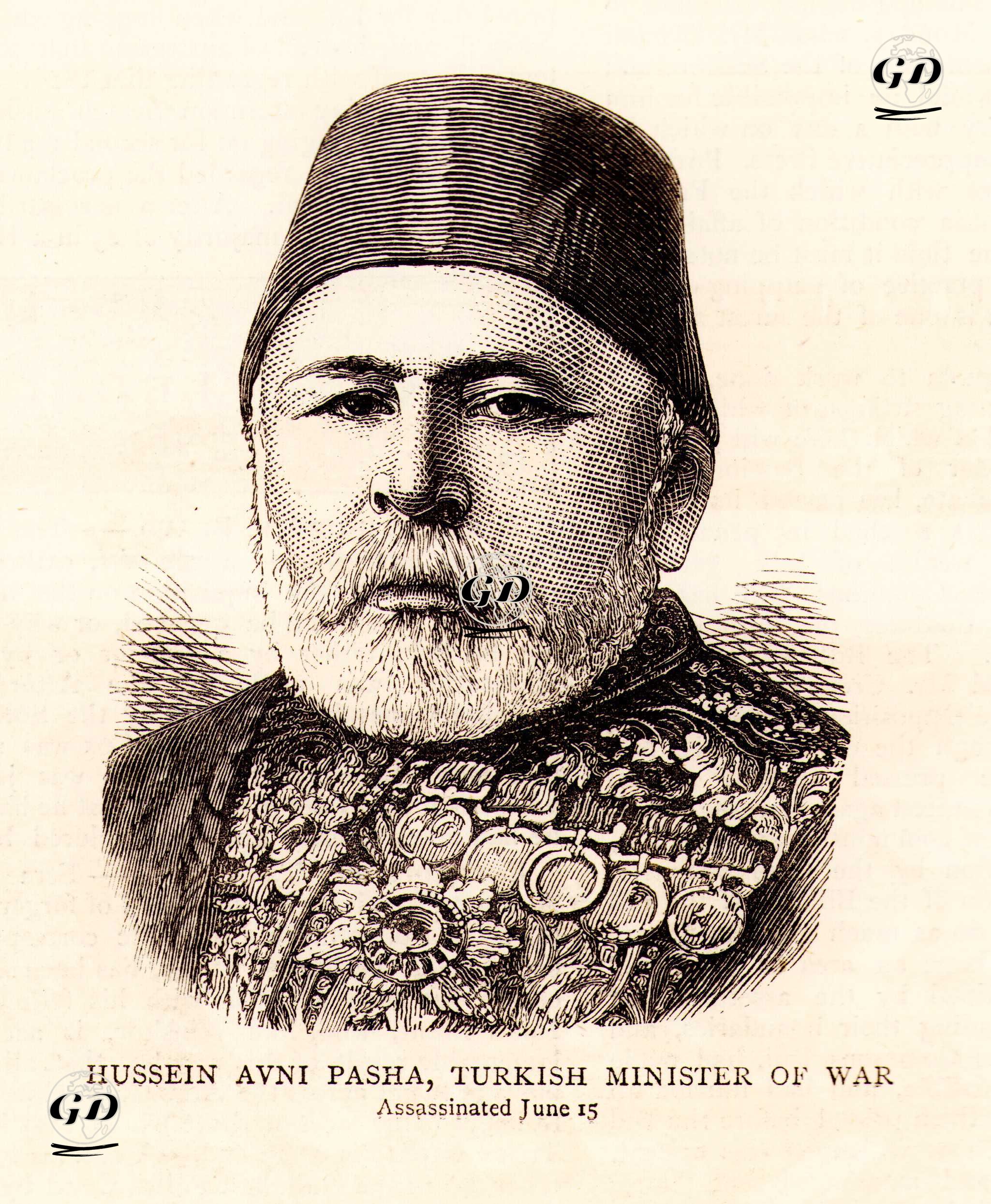 15 Haziranda 1876 Tarihinde Yapılan Bir Suikast İle Öldürülen Serasker Ve Osmanlı Sadrazamı Hüseyin Avni Paşa -  - 1876