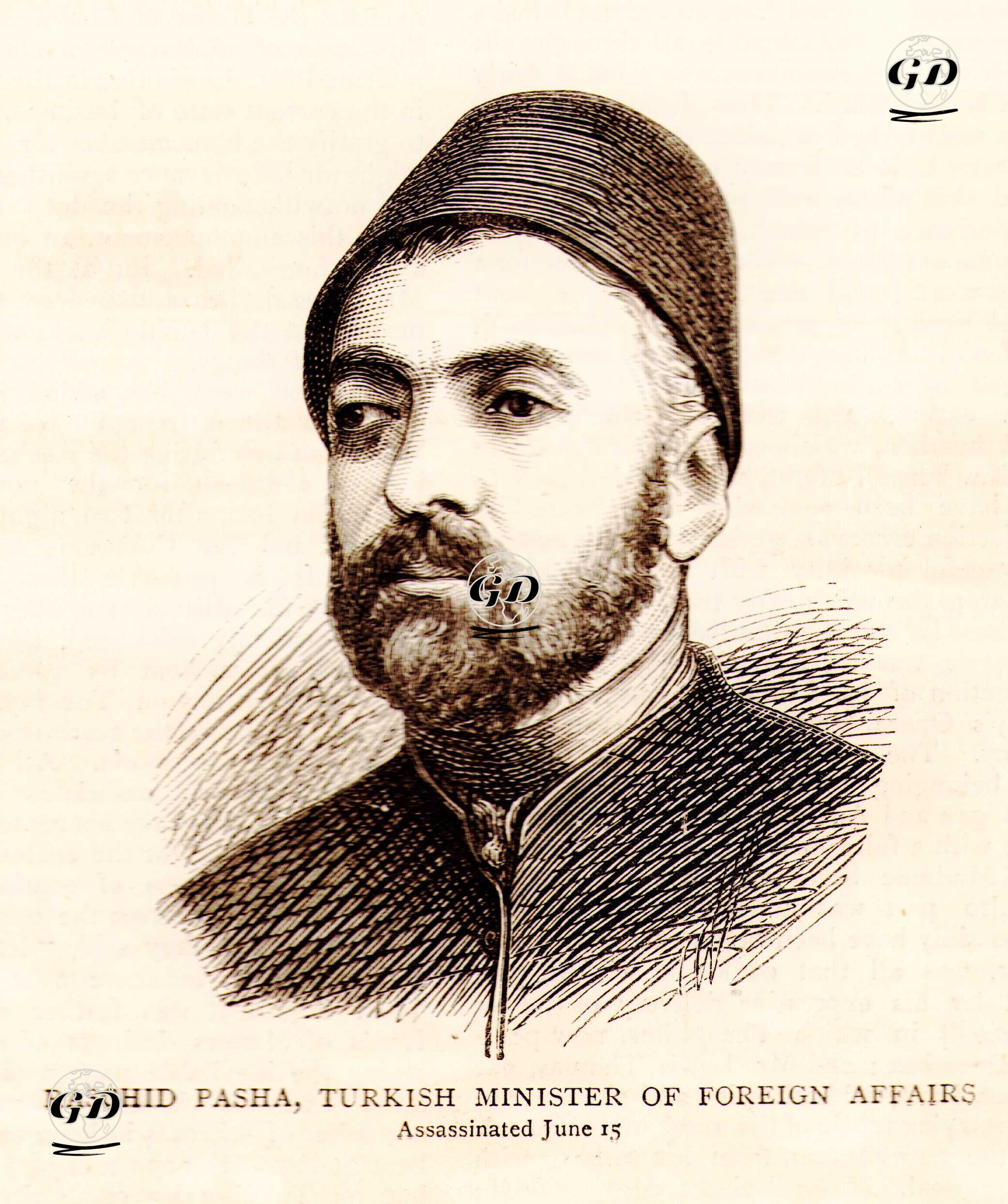 15 Haziranda 1876 Tarihinde Yapılan Bir Suikast İle Öldürülen Hariciye Nazırı Raşid Paşa -  - 1876