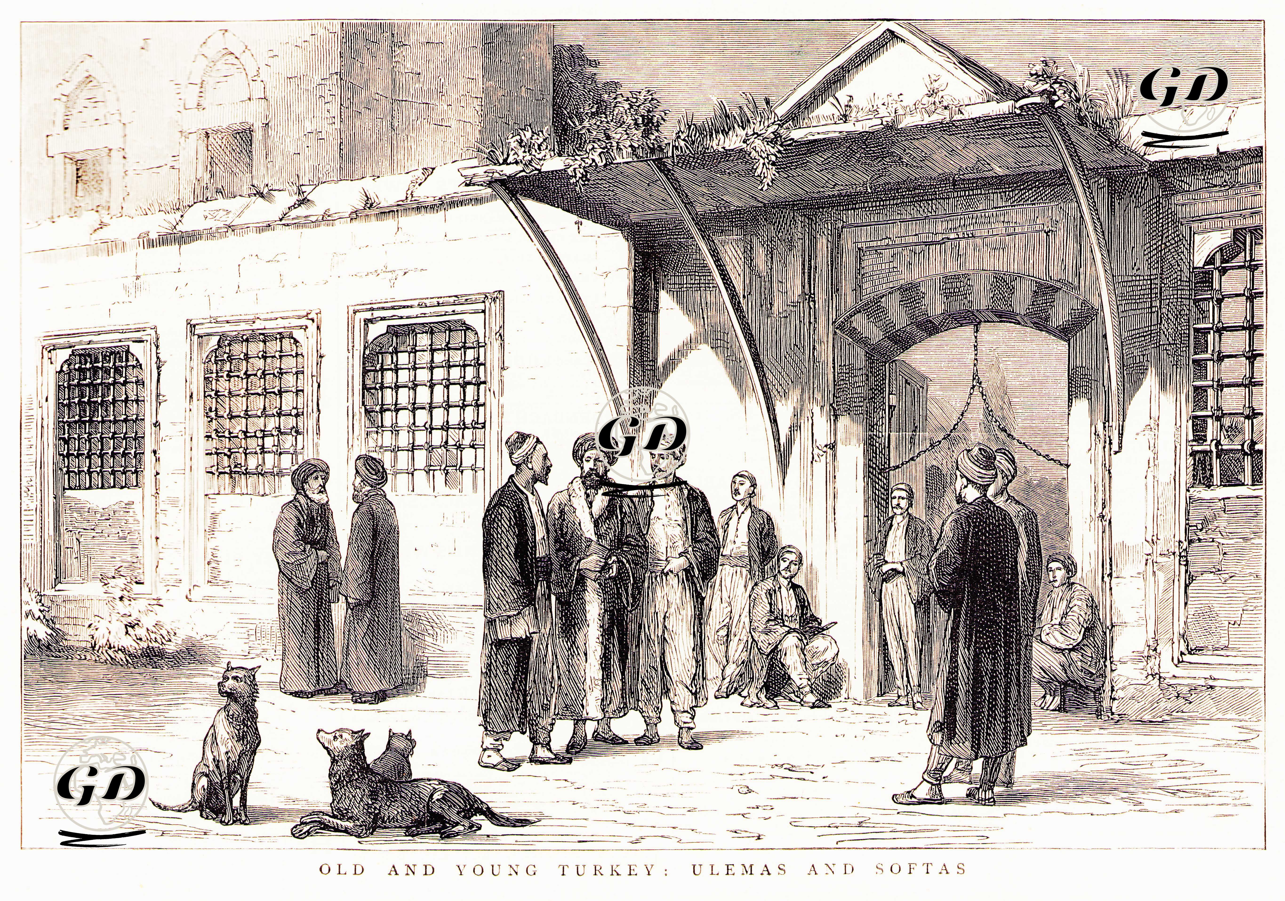 Medrese Kapısında Bekleyen Ulemalar Ve Medrese Öğrencileri (Softa) -  - 1876