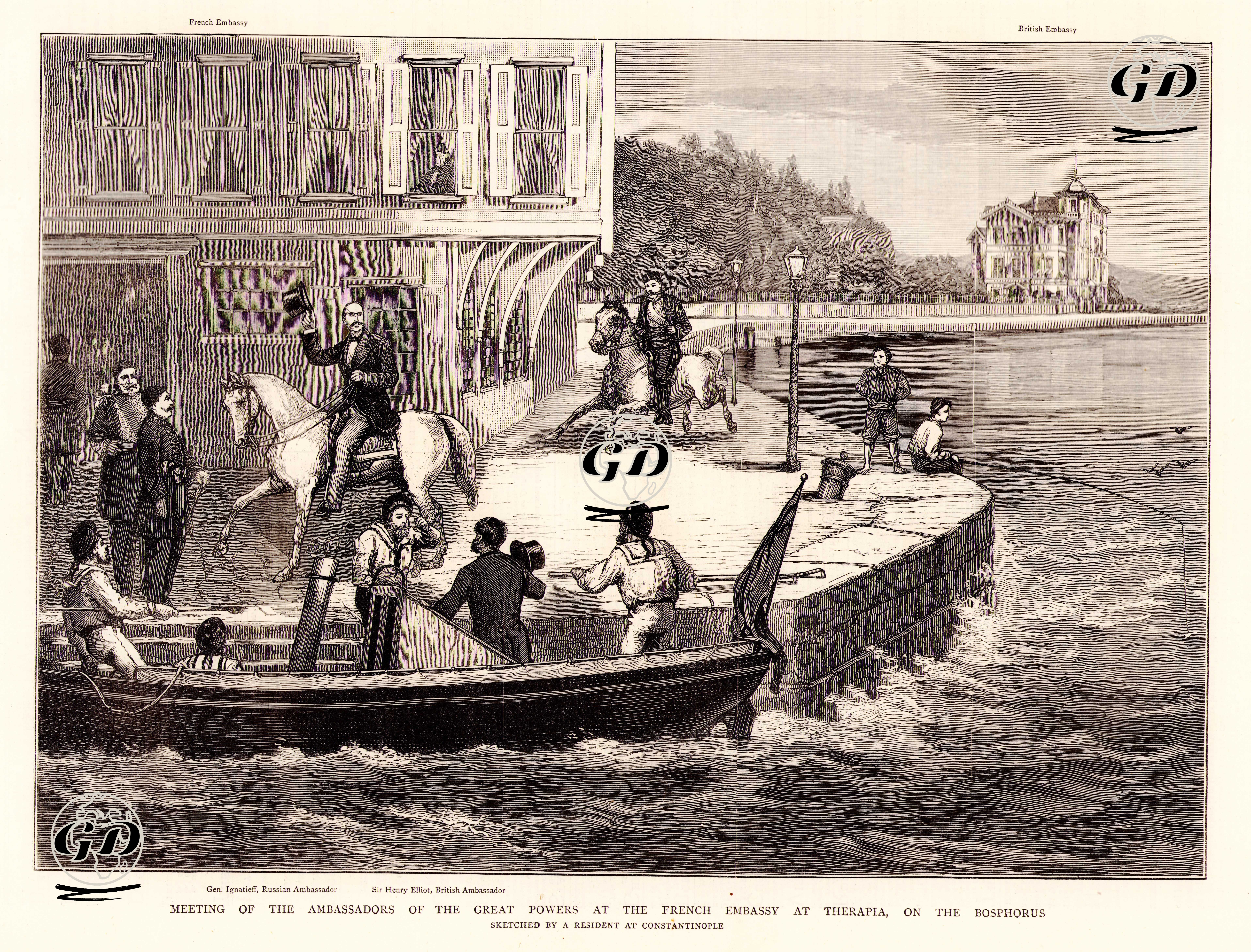 Meeting Of Ambassadors Of The Great Powers At The French Embassy At Therapia On The Bosphorus-Gen. İgnatieff, Russian Ambassador And Sir Henry Elliot, British Ambassador -  - 1876