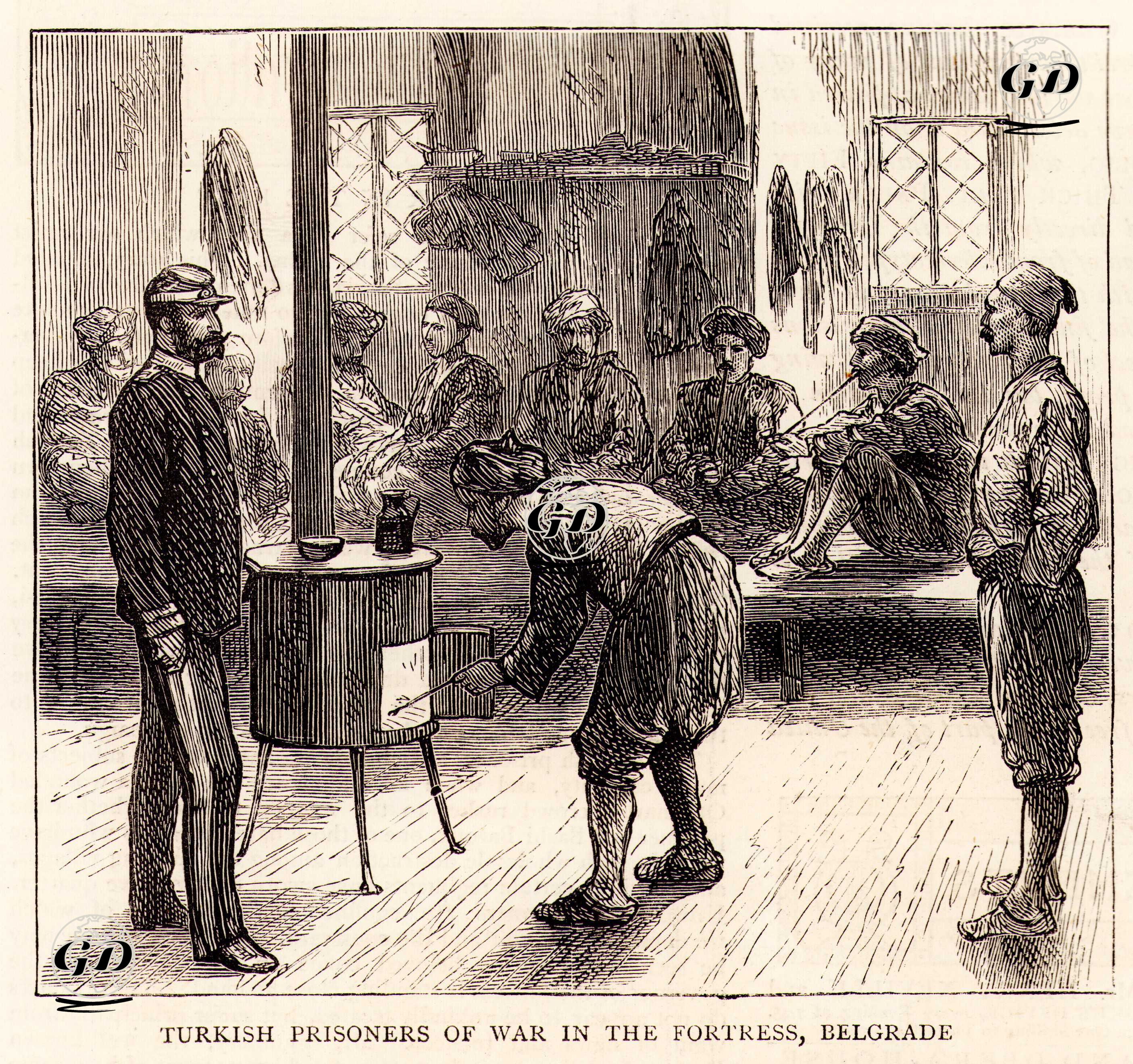 1876-1877 Osmanlı-Sırp Savaşı Sırasında Belgrad'da Bir Kalede Esir Alınan Türk Askerleri  -  - 1876